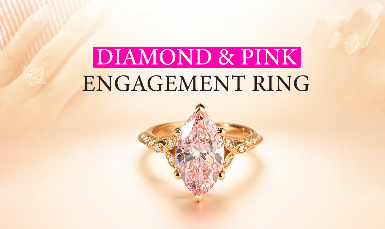 Diamond and Pink Engagement Ring