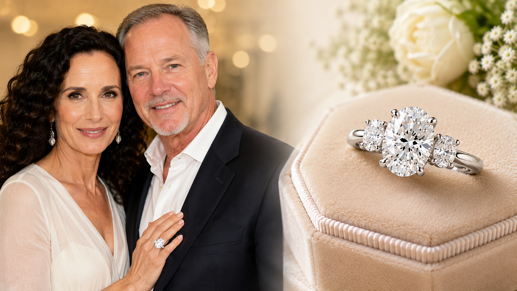 Diane Hendricks Engagement Ring: Oval Diamond Three-Stone Design
