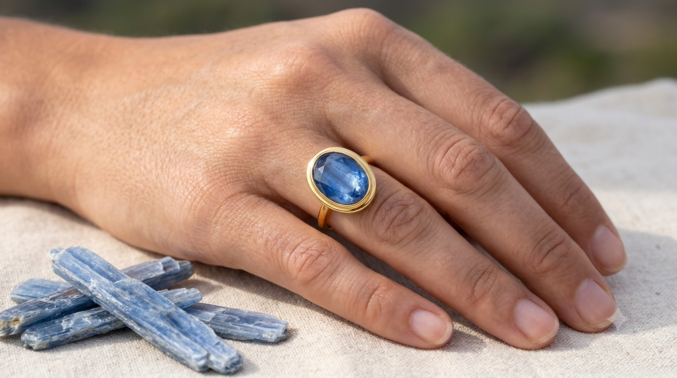 AB Curated Oval Kyanite Bezel Set Statement Ring