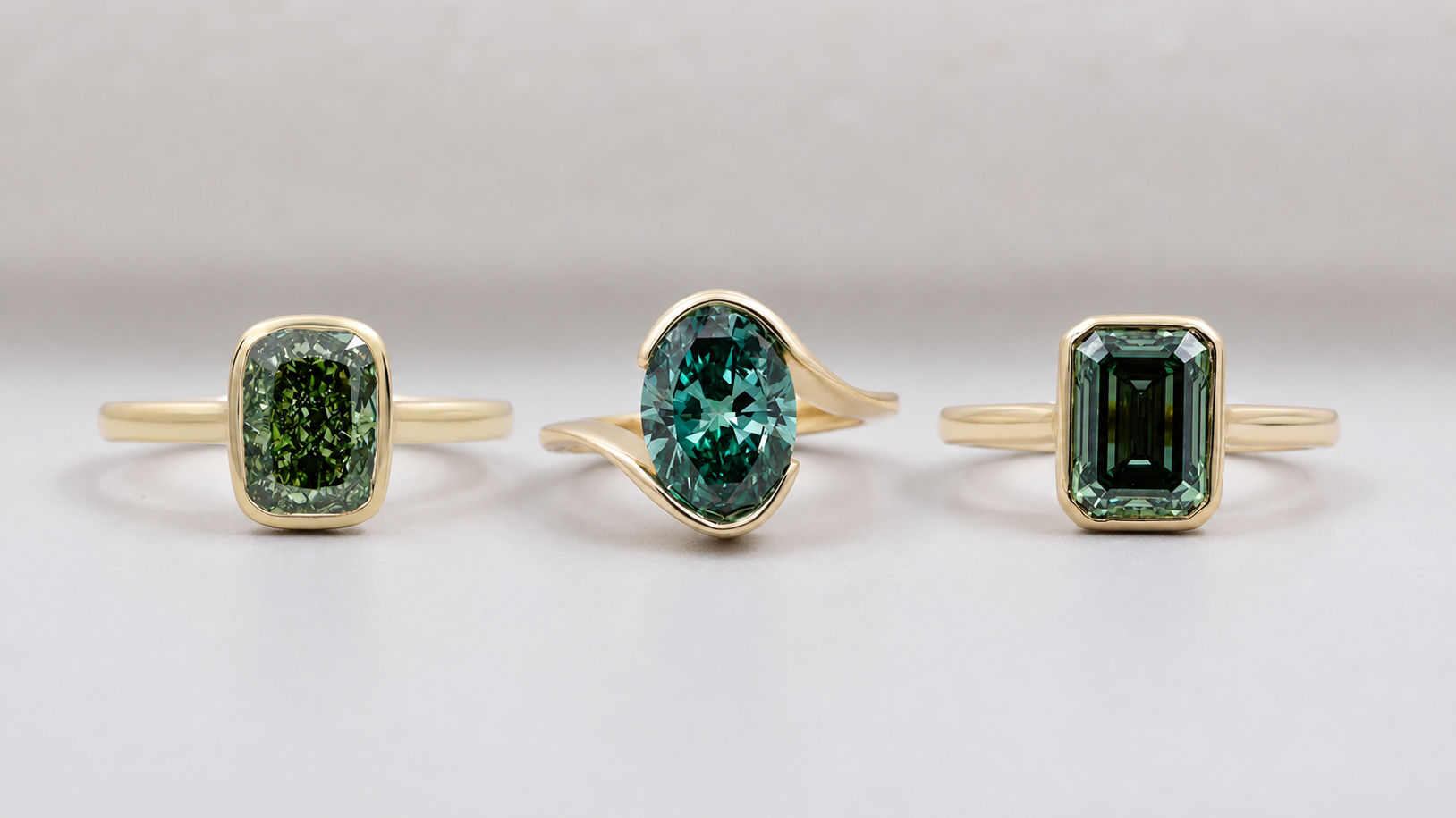 Green Diamond Engagement Ring with Unique Style