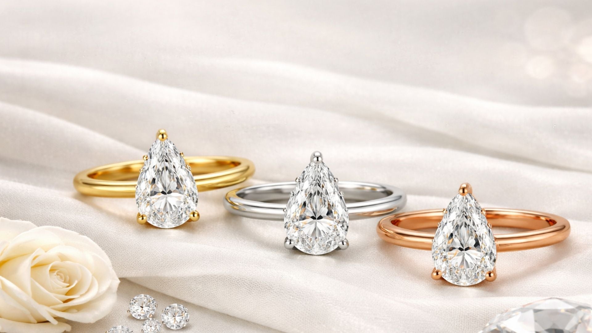 Pear Shaped Solitaire Engagement Rings