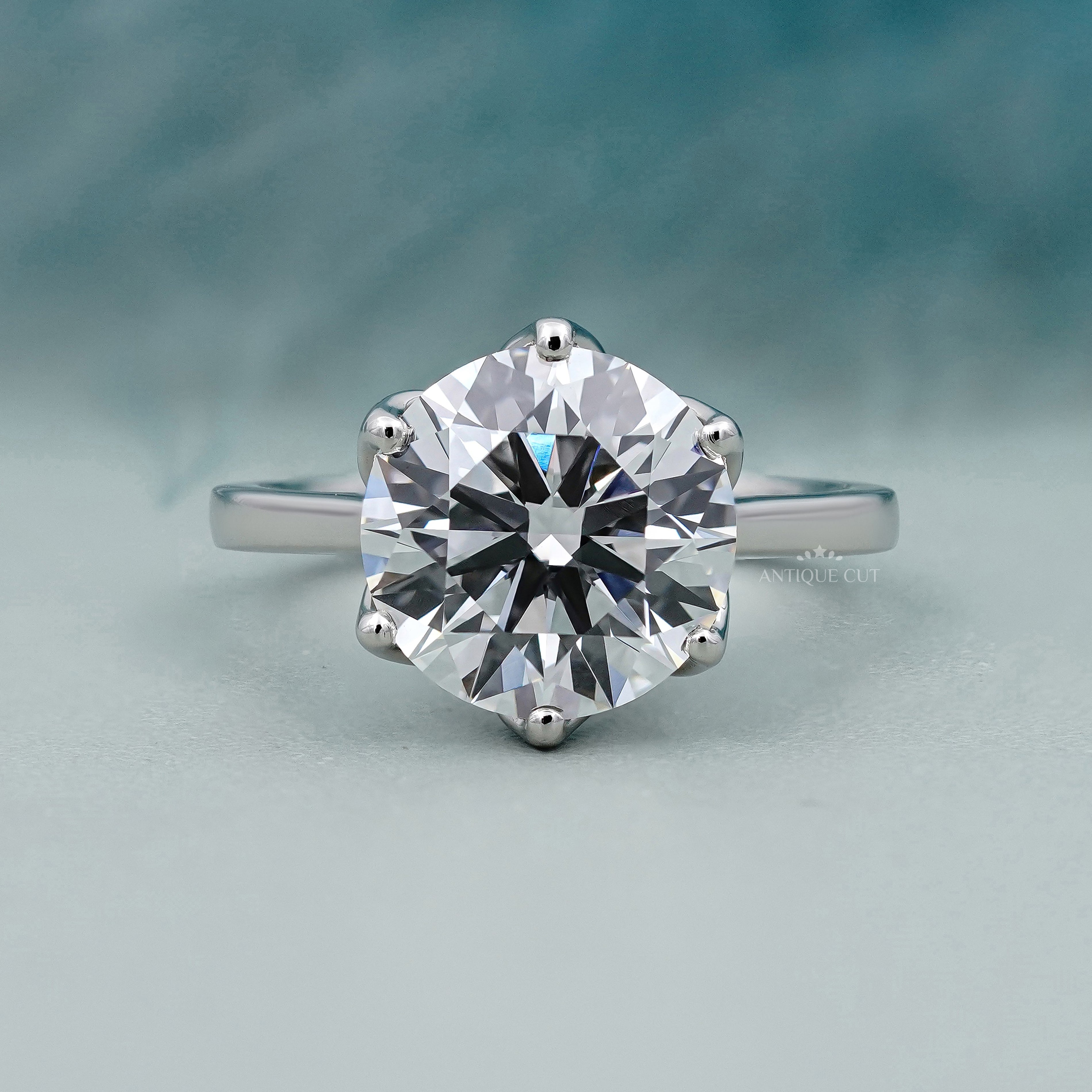 6-prong round brilliant lab grown diamond solitaire ring by Antiquecut