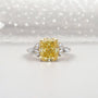 Cushion Fancy Yellow Lab-Grown Diamond Ring 3.30tcw| Side Stone Engagement Ring in Gold