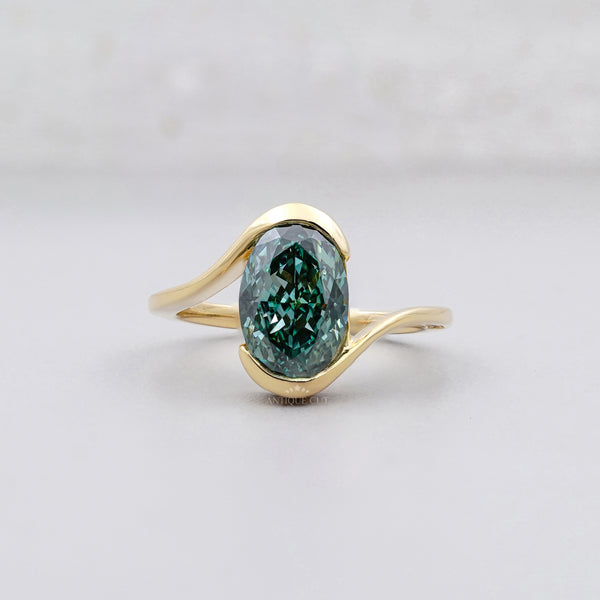 Wave Engagement Ring with Hidden Stone Band