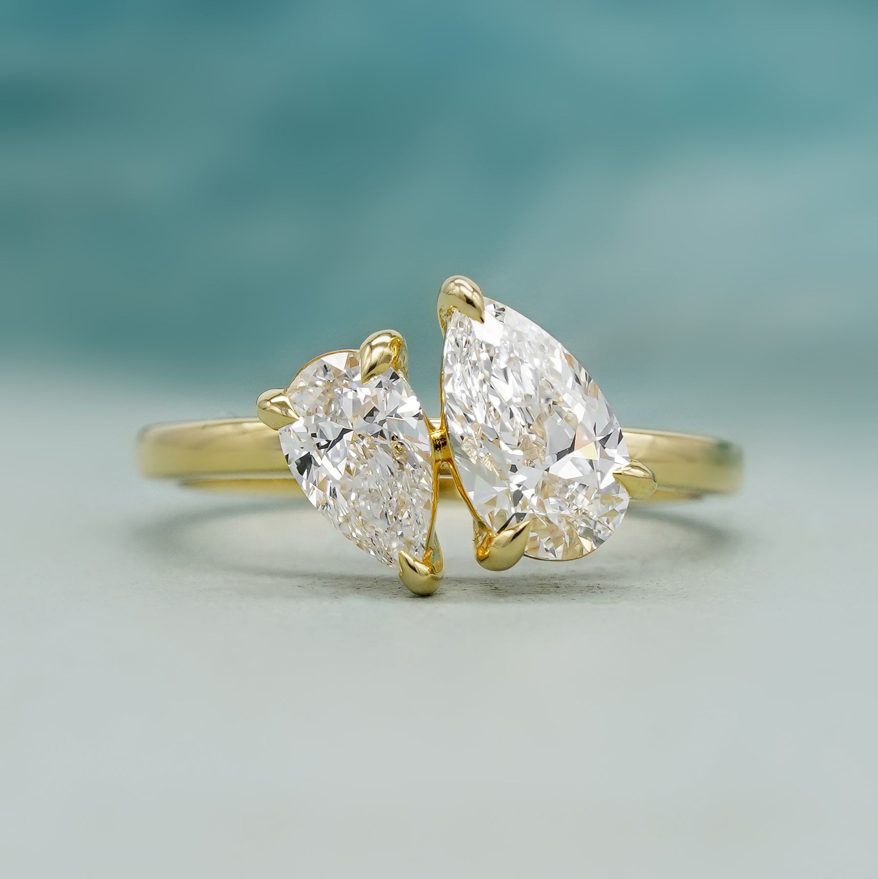 Double Pear 1.30tcw Lab-Grown Diamond Toi Et Moi Engagement Ring | IGI Certified | D-E-F Color VVS–VS