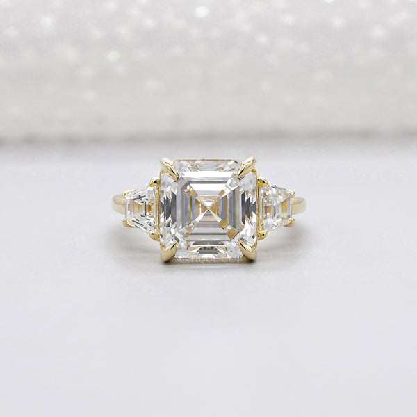 Radiant cut diamond ring front view