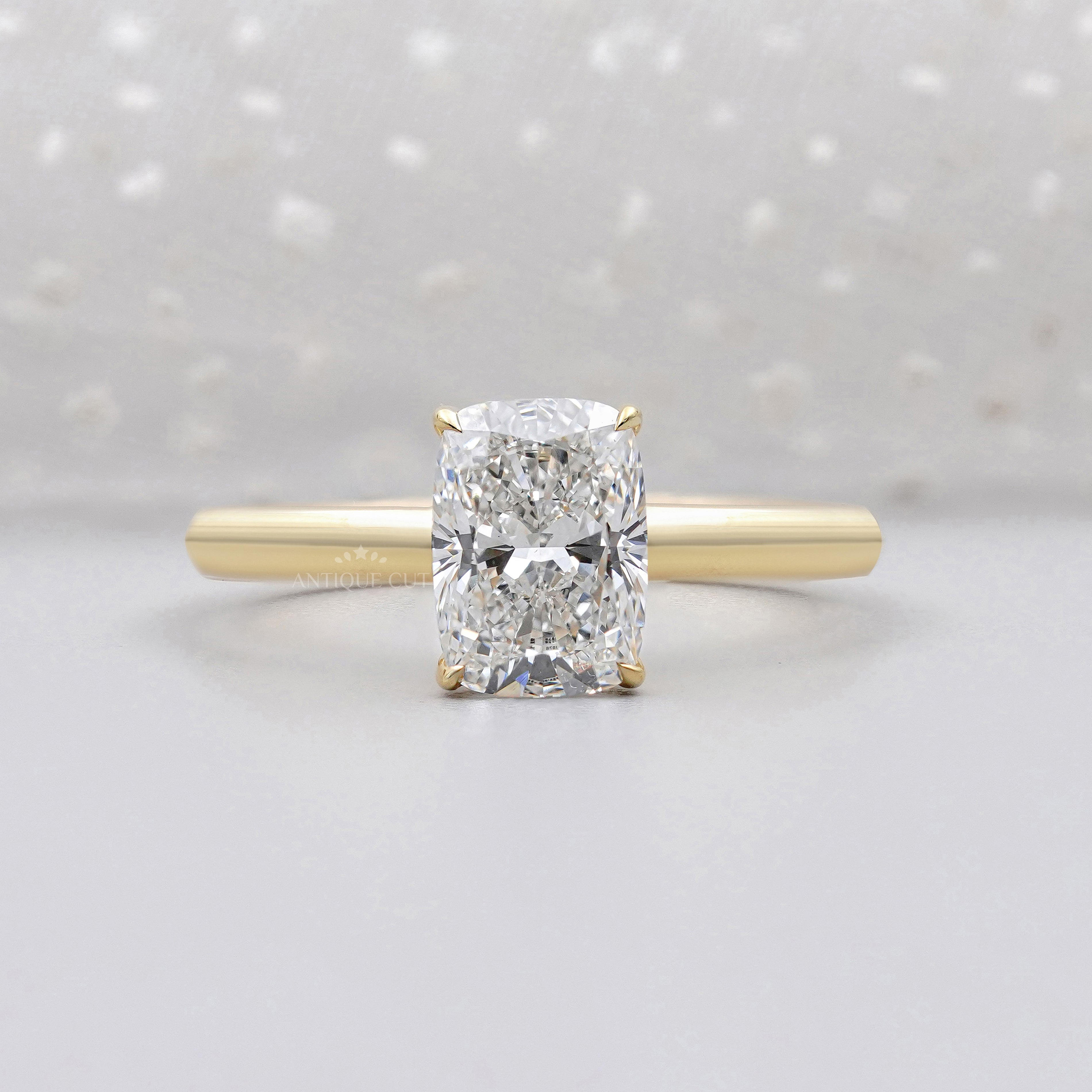 Solitaire Cushion Cut Diamond Engagement Ring | Lab Grown Diamond | IGI Certified