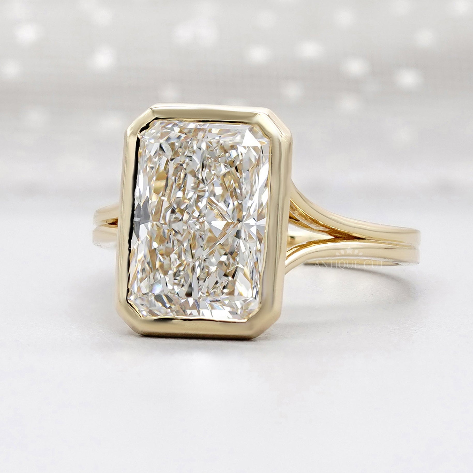 Lab grown radiant cut diamond engagement ring