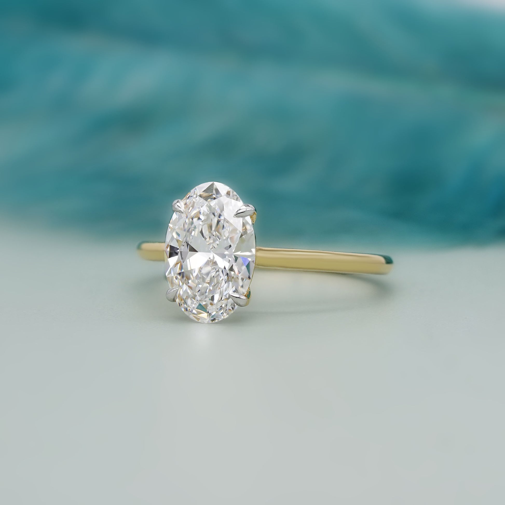 Oval Cut 2.00ct Lab Grown Diamond Solitaire | Two-Tone Gold Engagement Ring | VVS-VS Clarity | IGI Certified | D-E-F Color