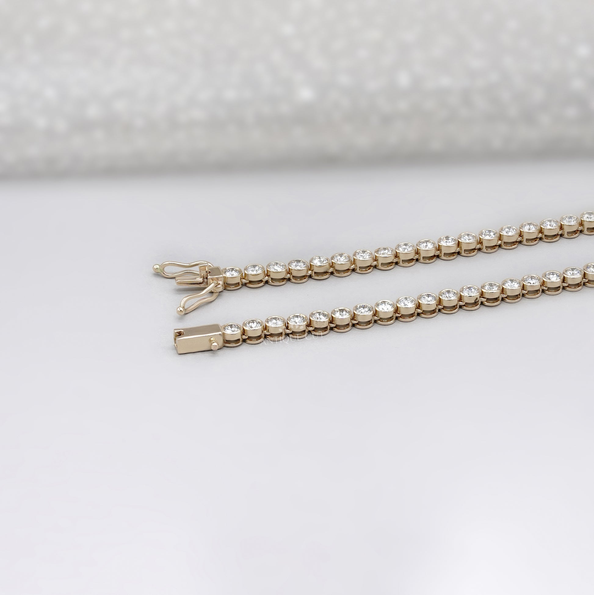 7.6ct Lab Grown Diamond Bezel Tennis Necklace | D-E-F Color, VVS–VS Clarity | 14K Yellow Gold | IGI Certified