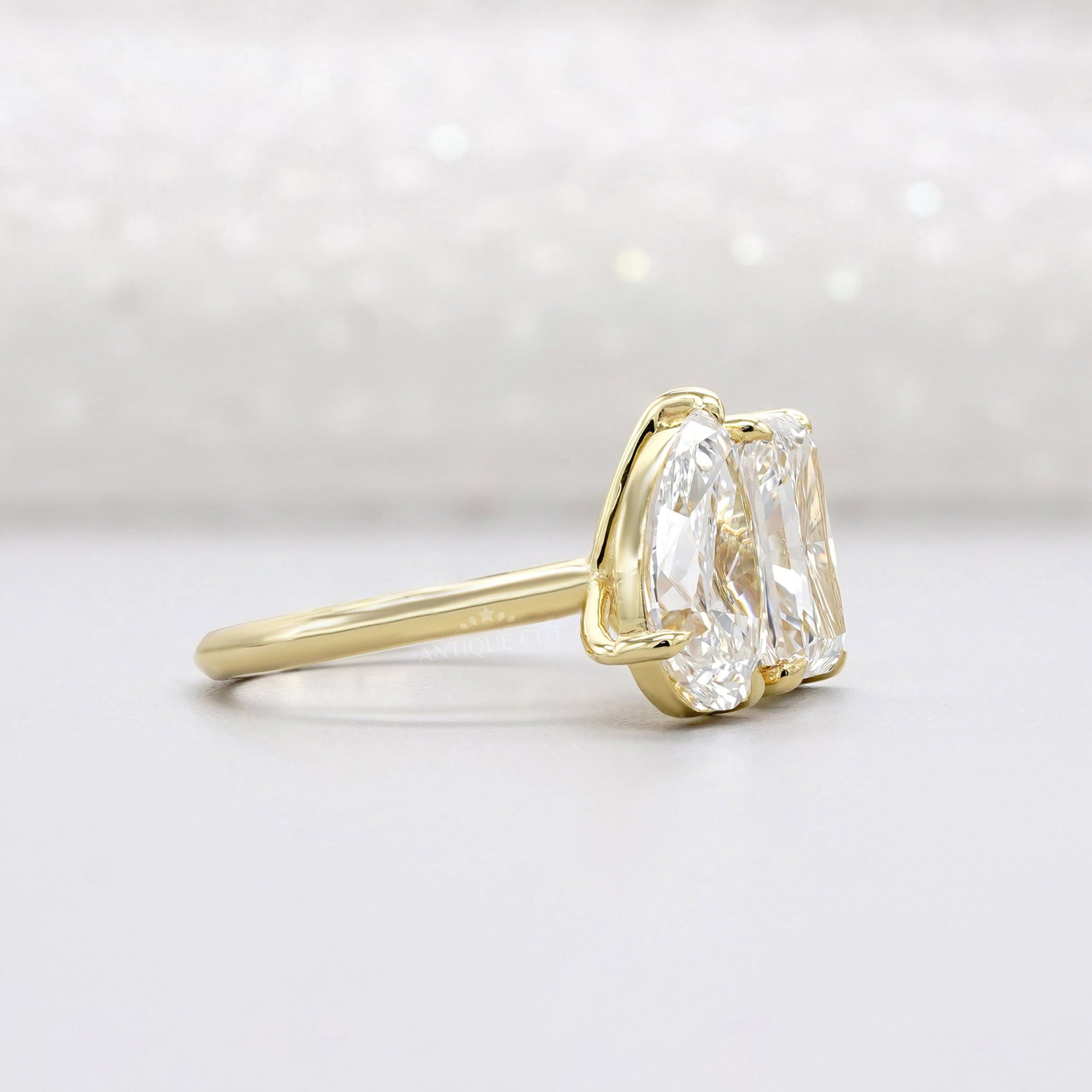 Yellow gold two tone lab grown diamond ring