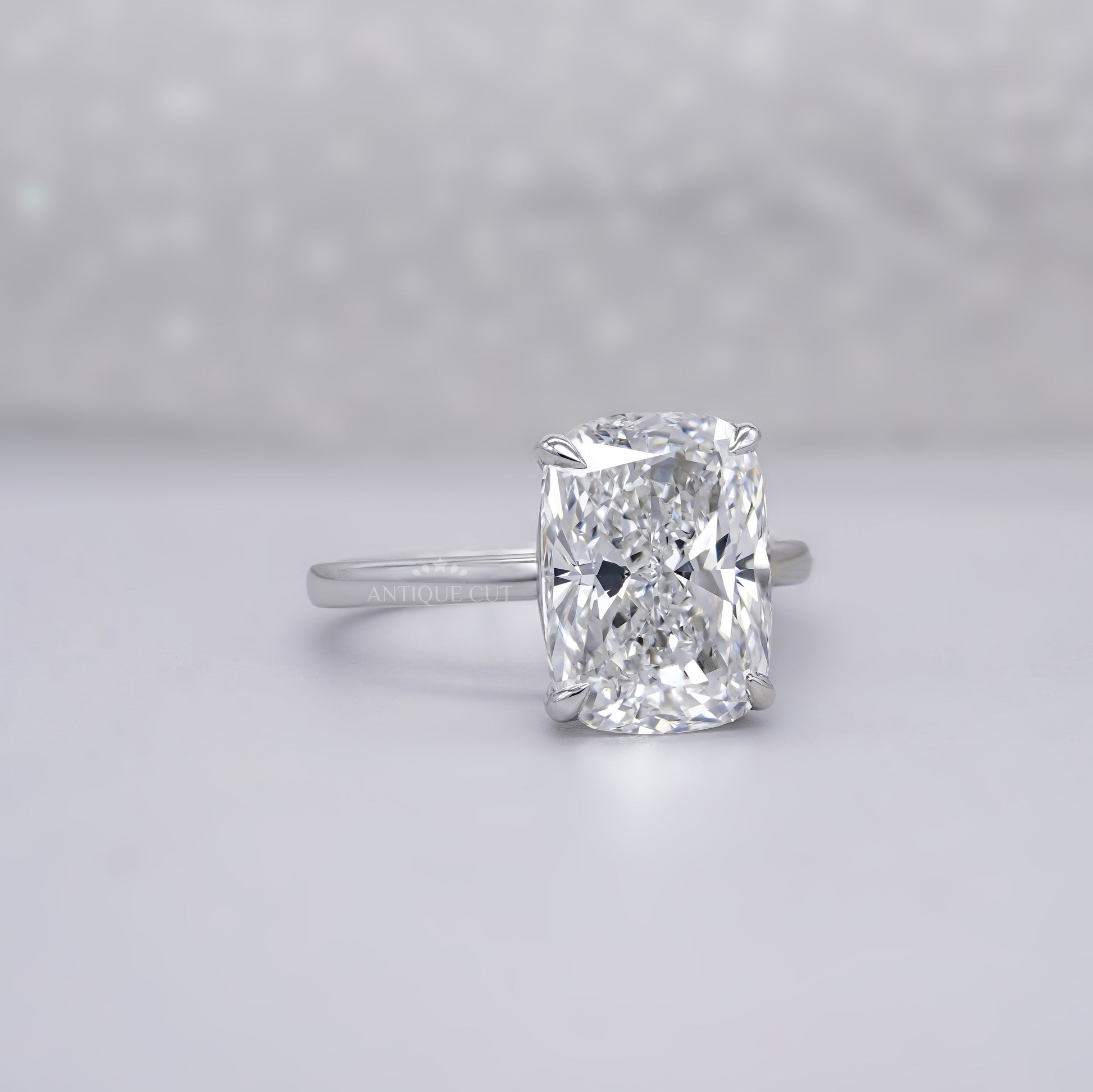 Elongated Cushion 7.00ct Lab Grown Diamond Solitaire Ring in White Gold | IGI Certified