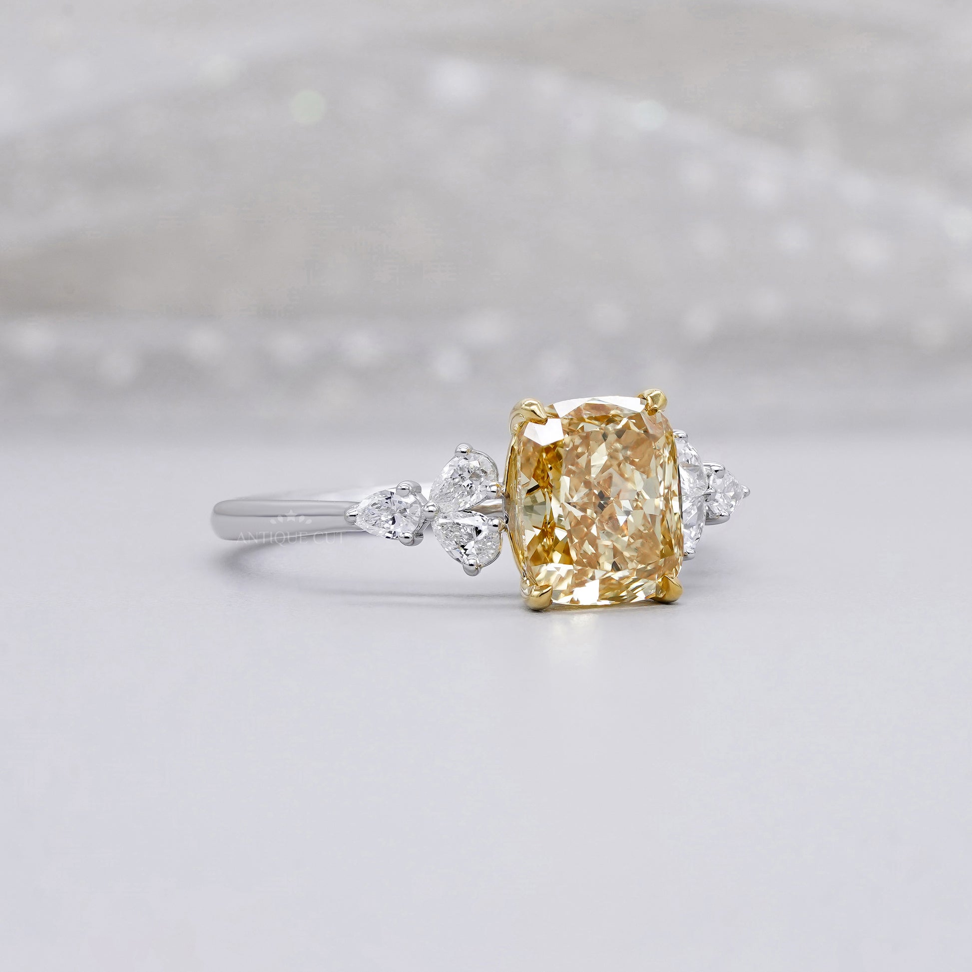 Cushion 3.20tcw Lab Diamond Engagement Ring | 2.5ct Center | IGI Certified | VVS–VS | White Gold