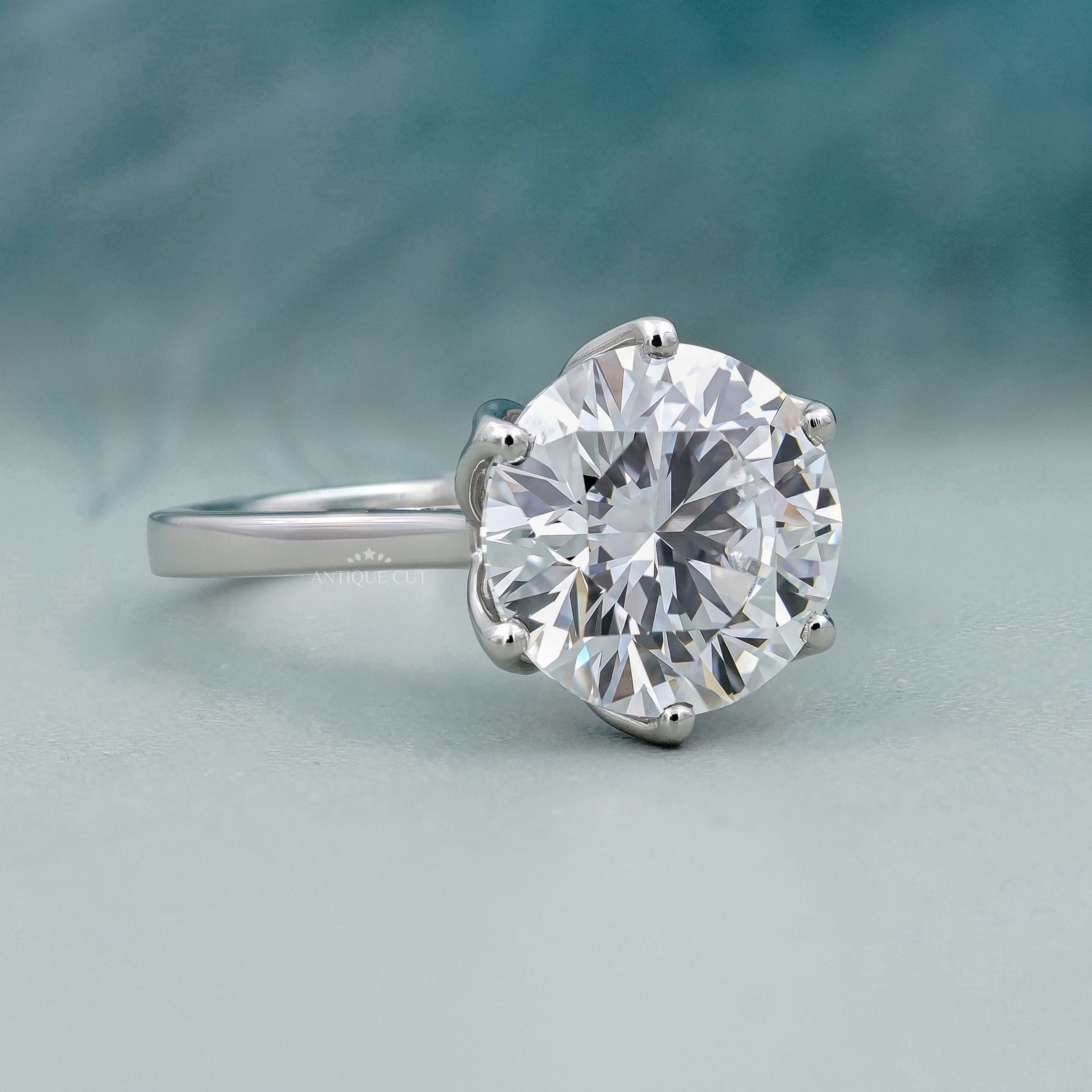IGI Certified 6-prong round brilliant lab grown diamond solitaire ring