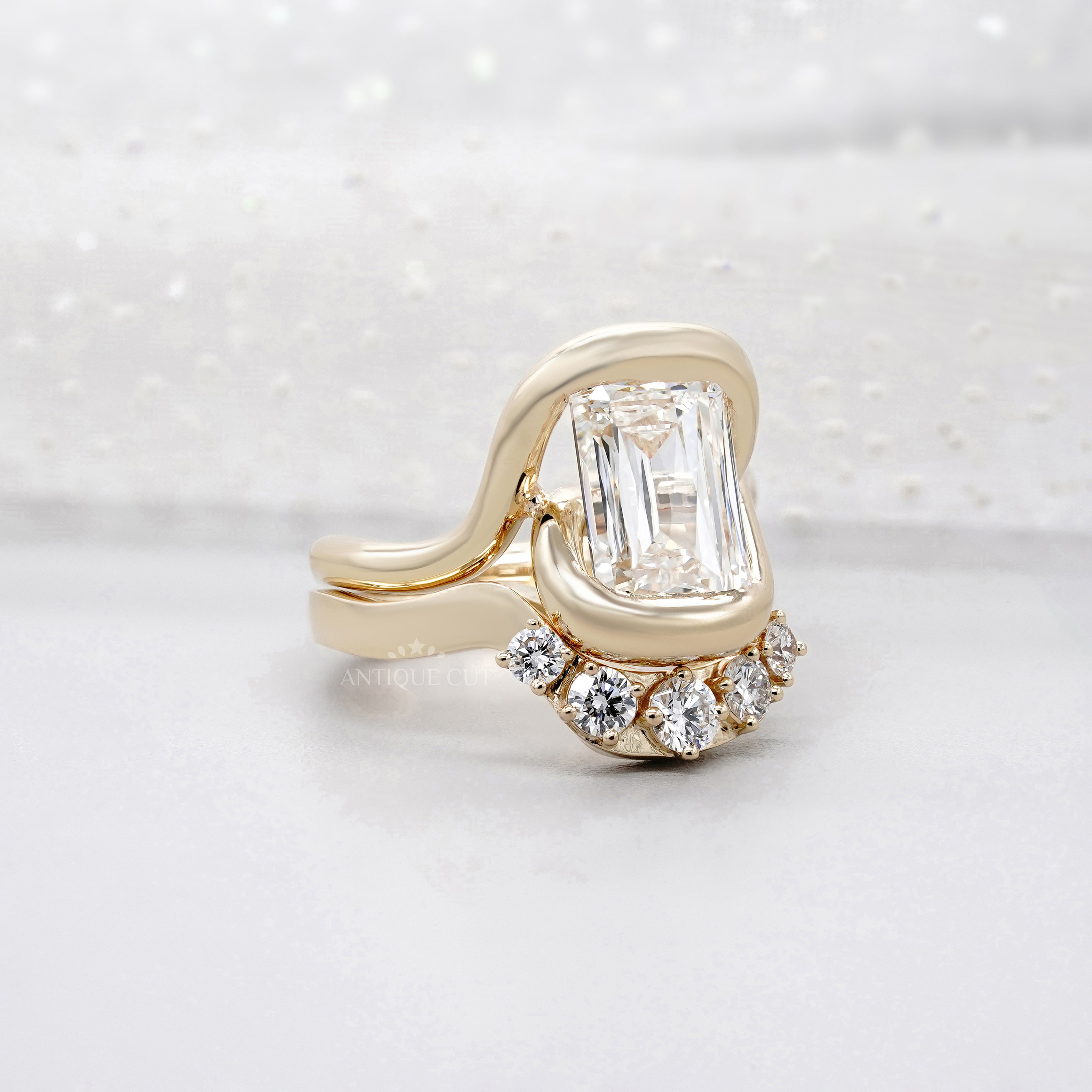 Emerald 6.70tcw Lab Grown Diamond Criss-Cut Engagement Ring | IGI Certified