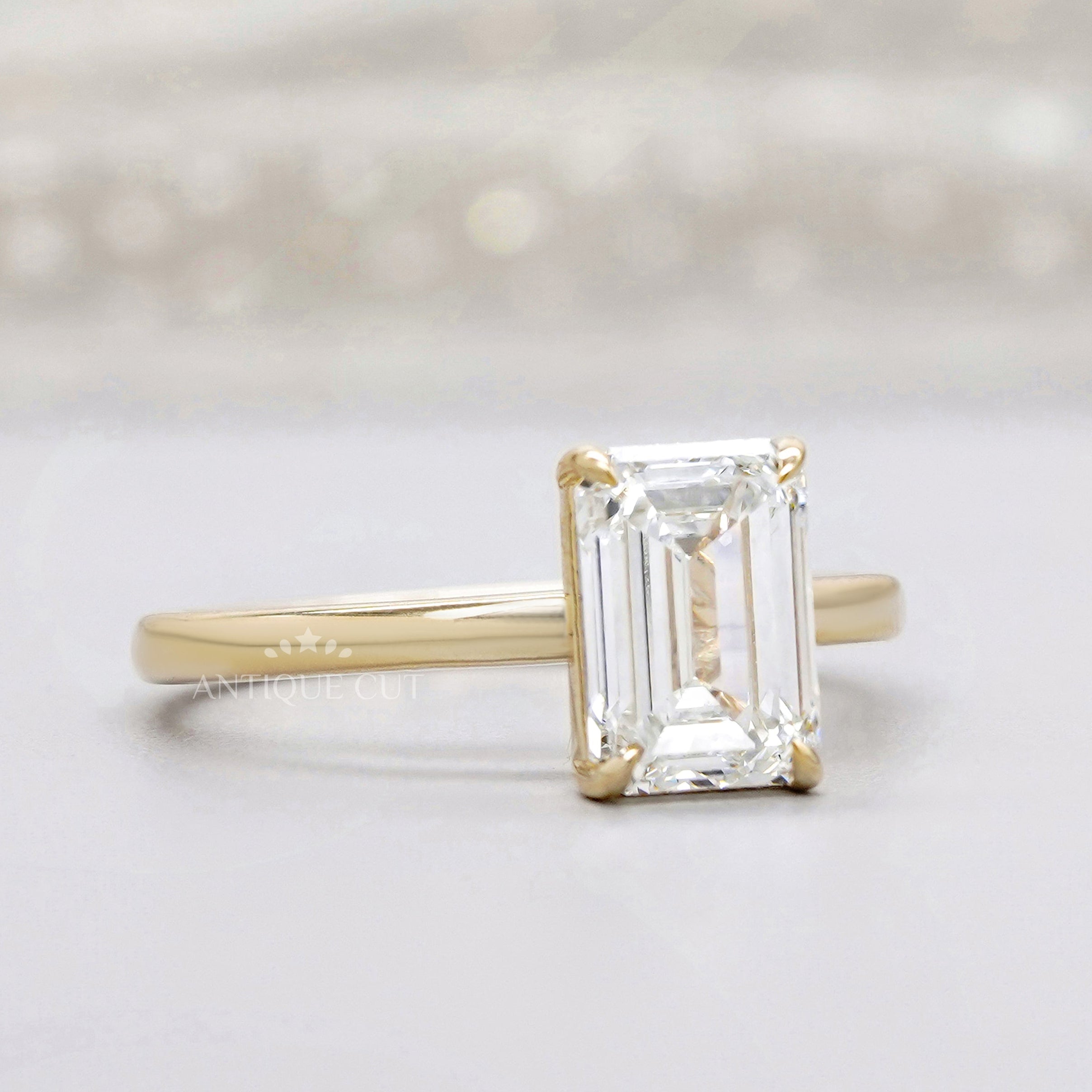 IGI certified emerald cut diamond engagement ring