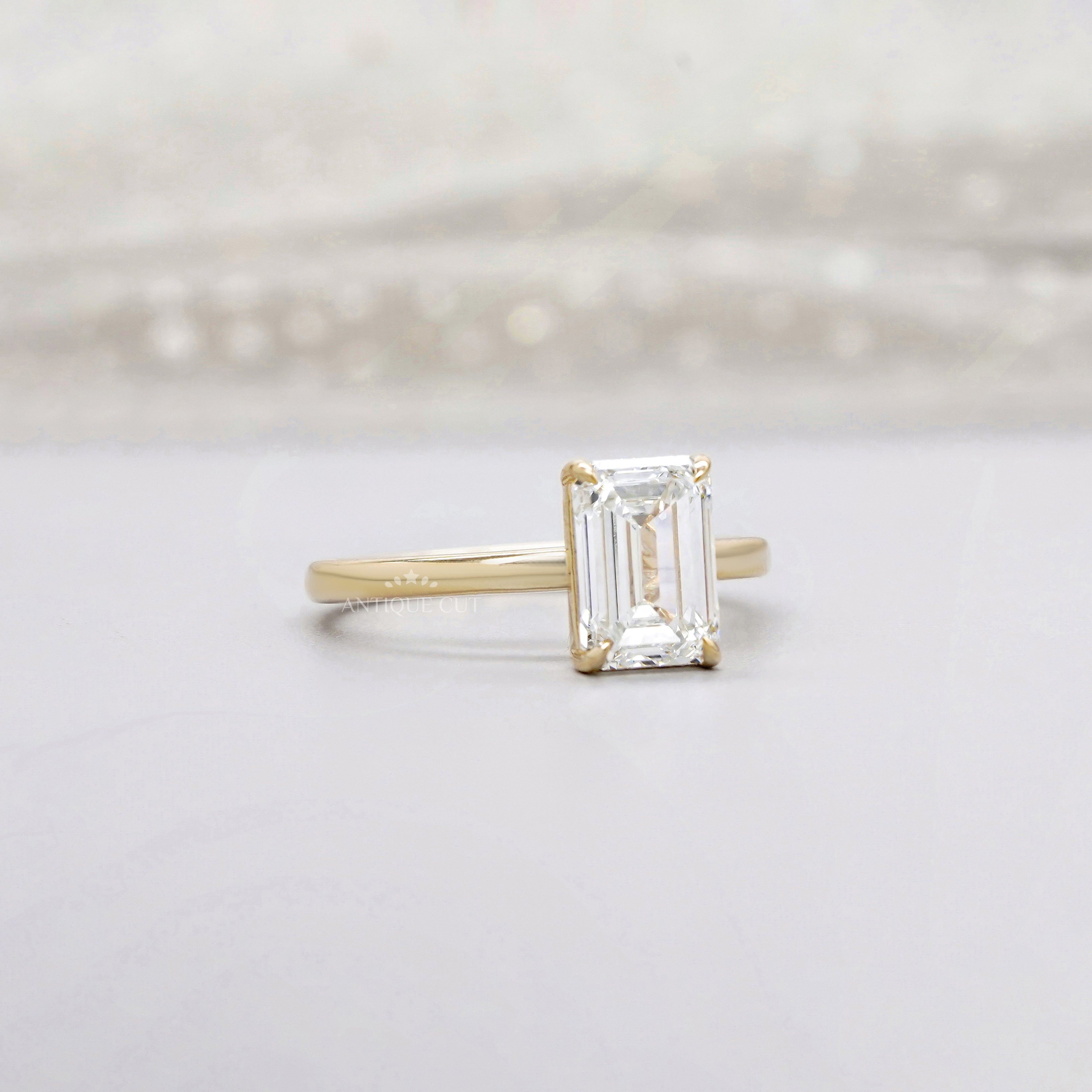IGI certified emerald cut diamond engagement ring