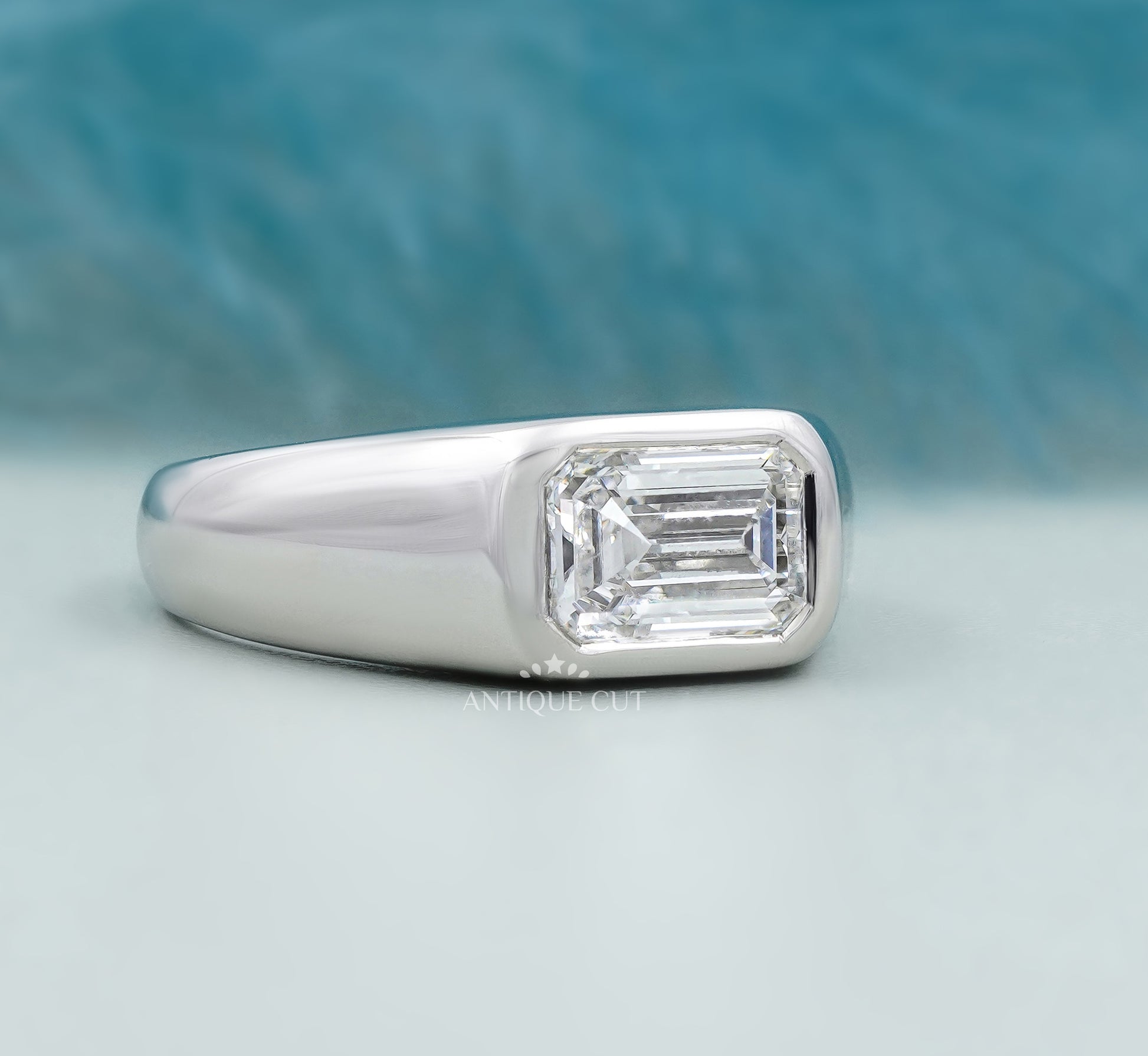 Emerald Cut East West Engagement Ring