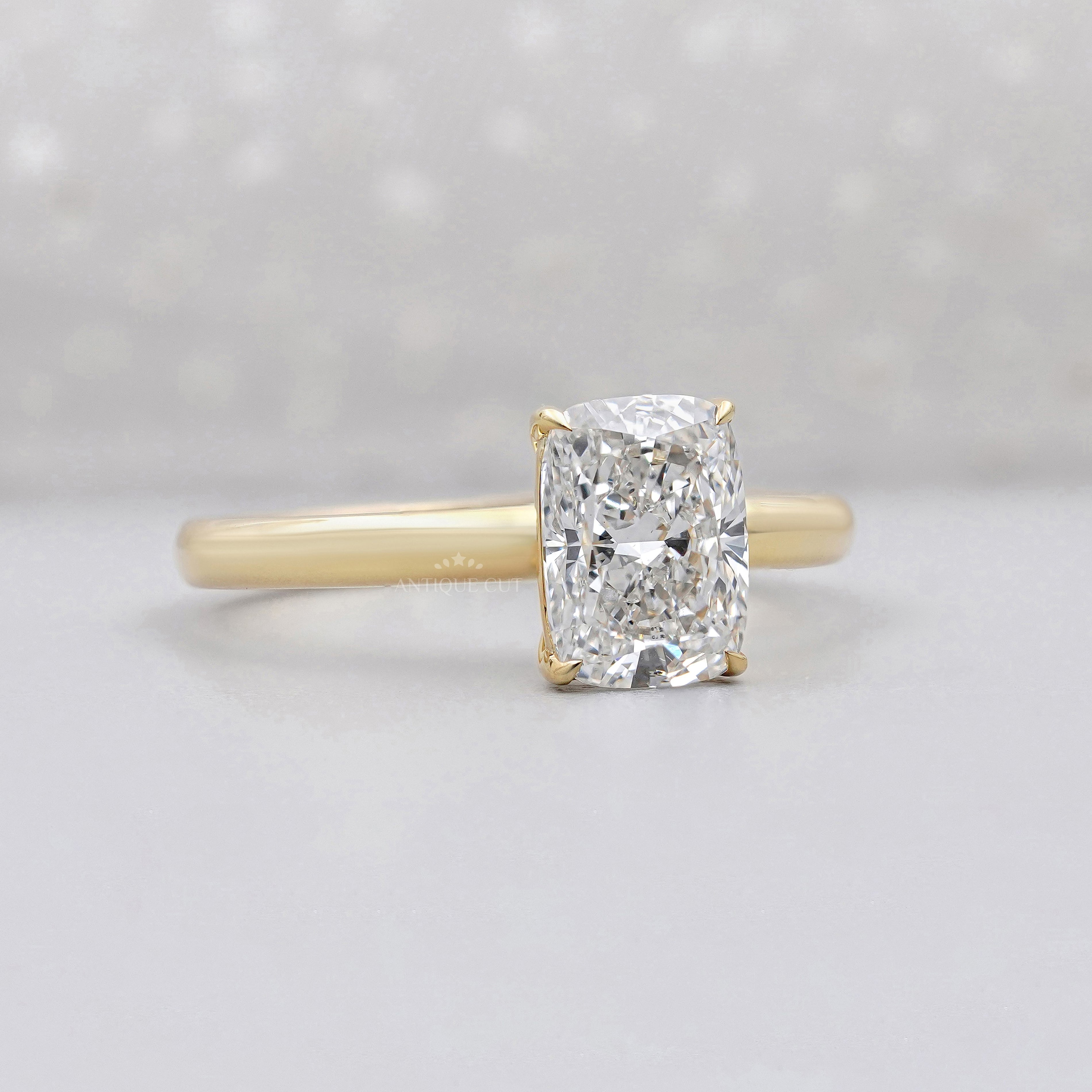 Solitaire Cushion Cut Diamond Engagement Ring | Lab Grown Diamond | IGI Certified