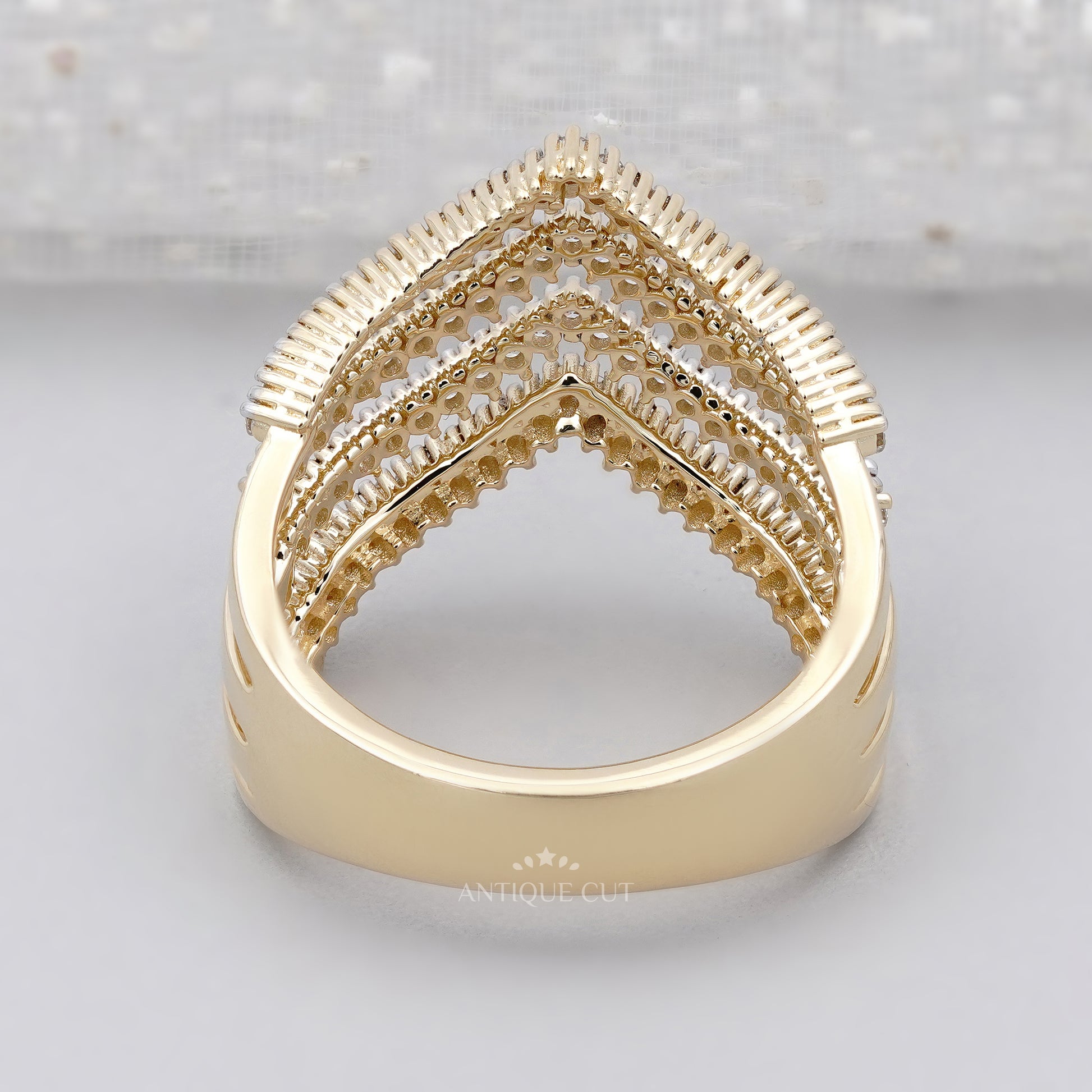 1.00ct Round Diamond Chevron Ring | V Shape Diamond Band | Multi Row Diamond Ring | Wedding Band | Anniversary Ring