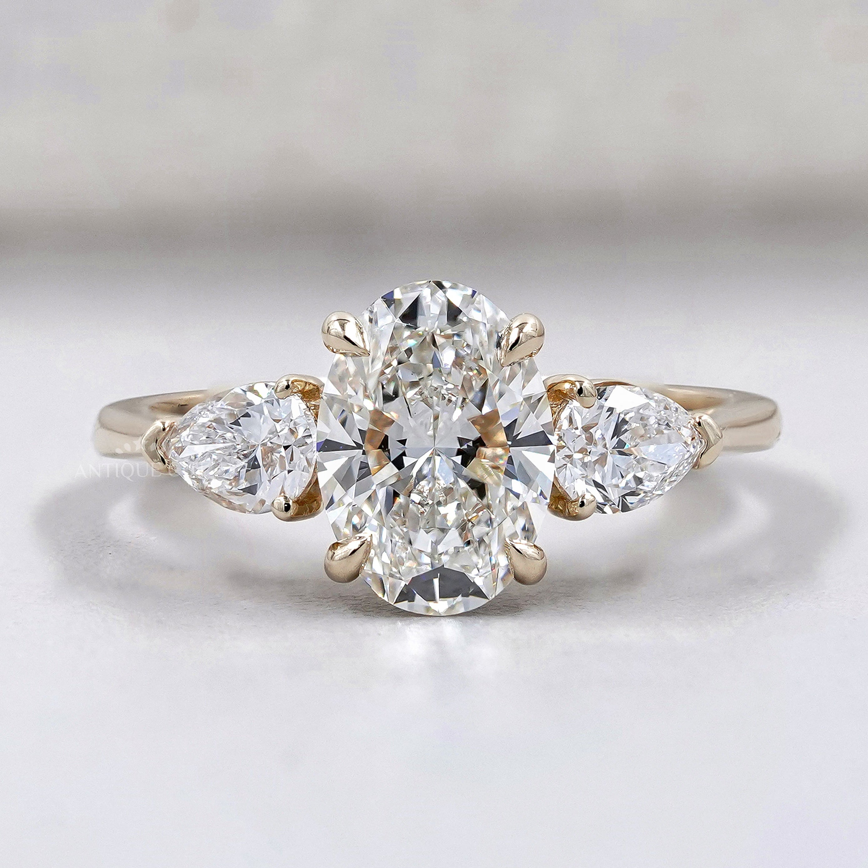 Oval cut lab grown diamond engagement ring