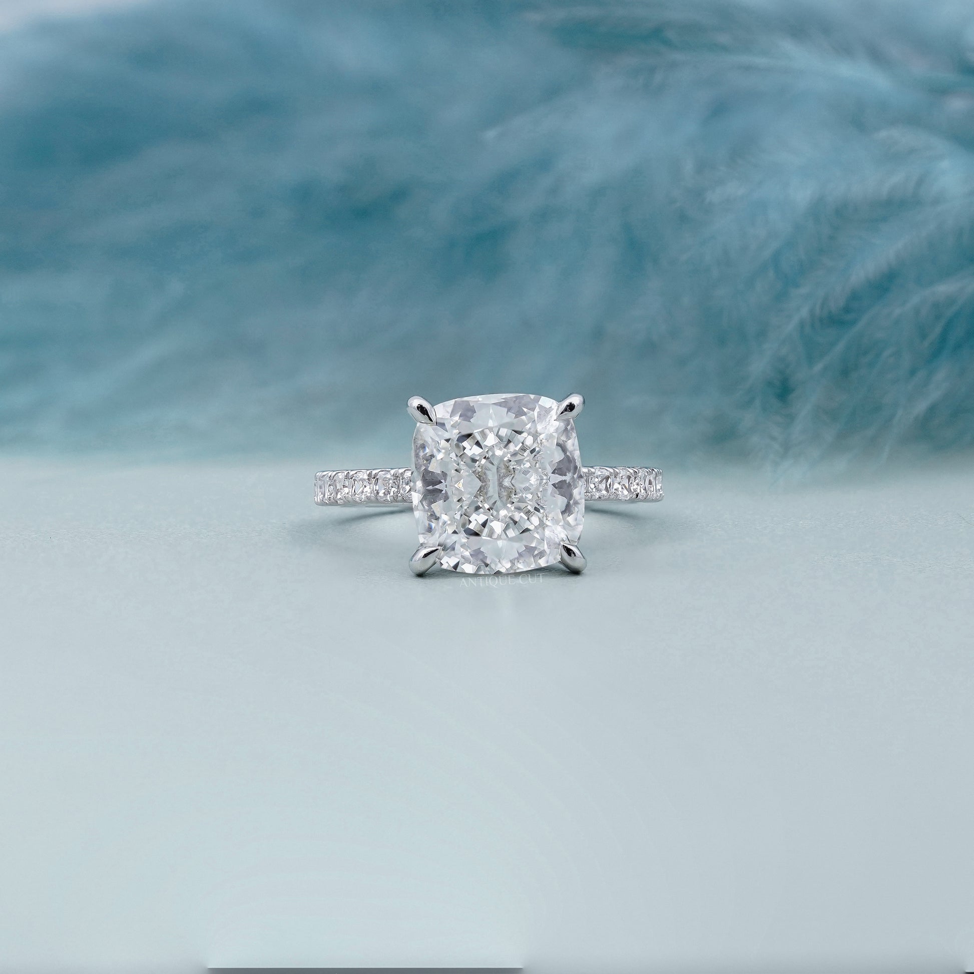 Cushion Cut Lab Grown Diamond Engagement Ring Hidden
