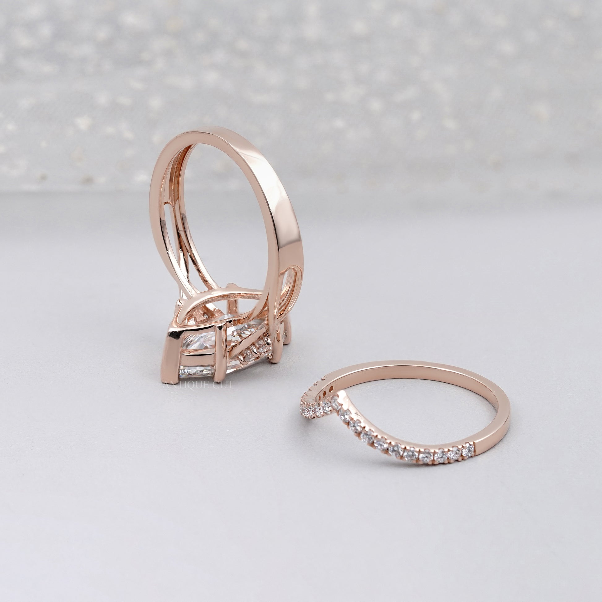 Marquise Cut 3.30tcw Lab Grown Diamond With Band | Rose Gold Split Shank Design | IGI Certified