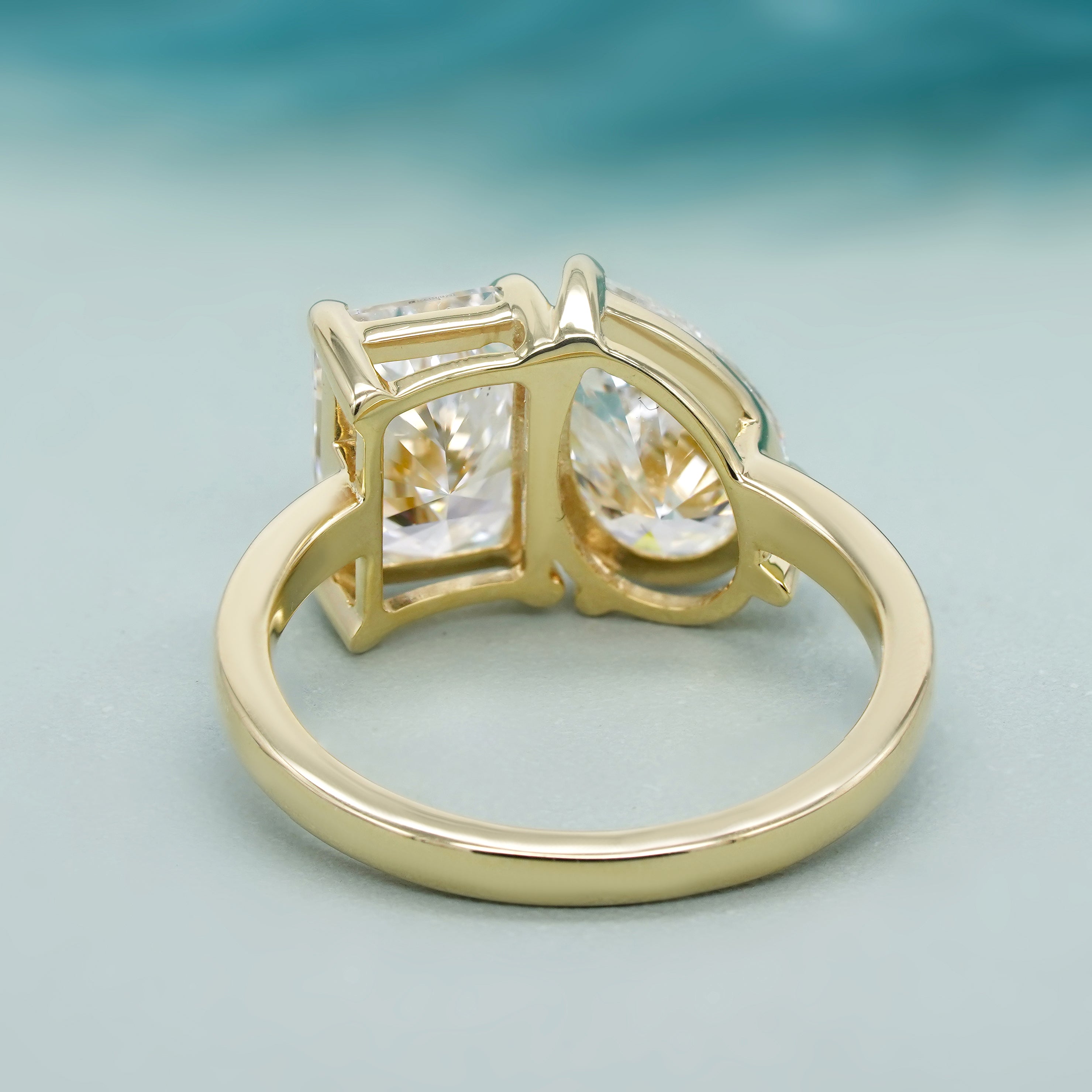 4.00tcw Radiant And Pear Lab Diamond Toi et Moi Engagement Ring | Two Stone Style | VVS-VS Clarity | IGI Certified | D-E-F Color