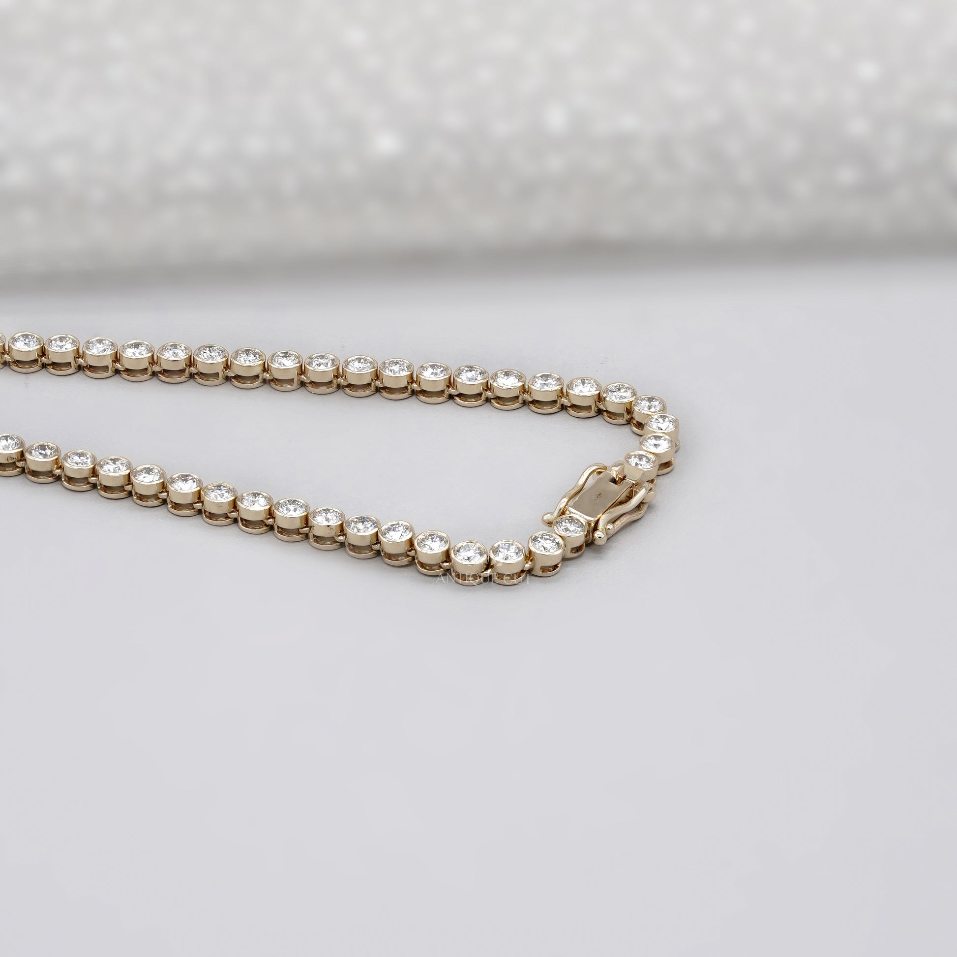 7.6ct Lab Grown Diamond Bezel Tennis Necklace | D-E-F Color, VVS–VS Clarity | 14K Yellow Gold | IGI Certified