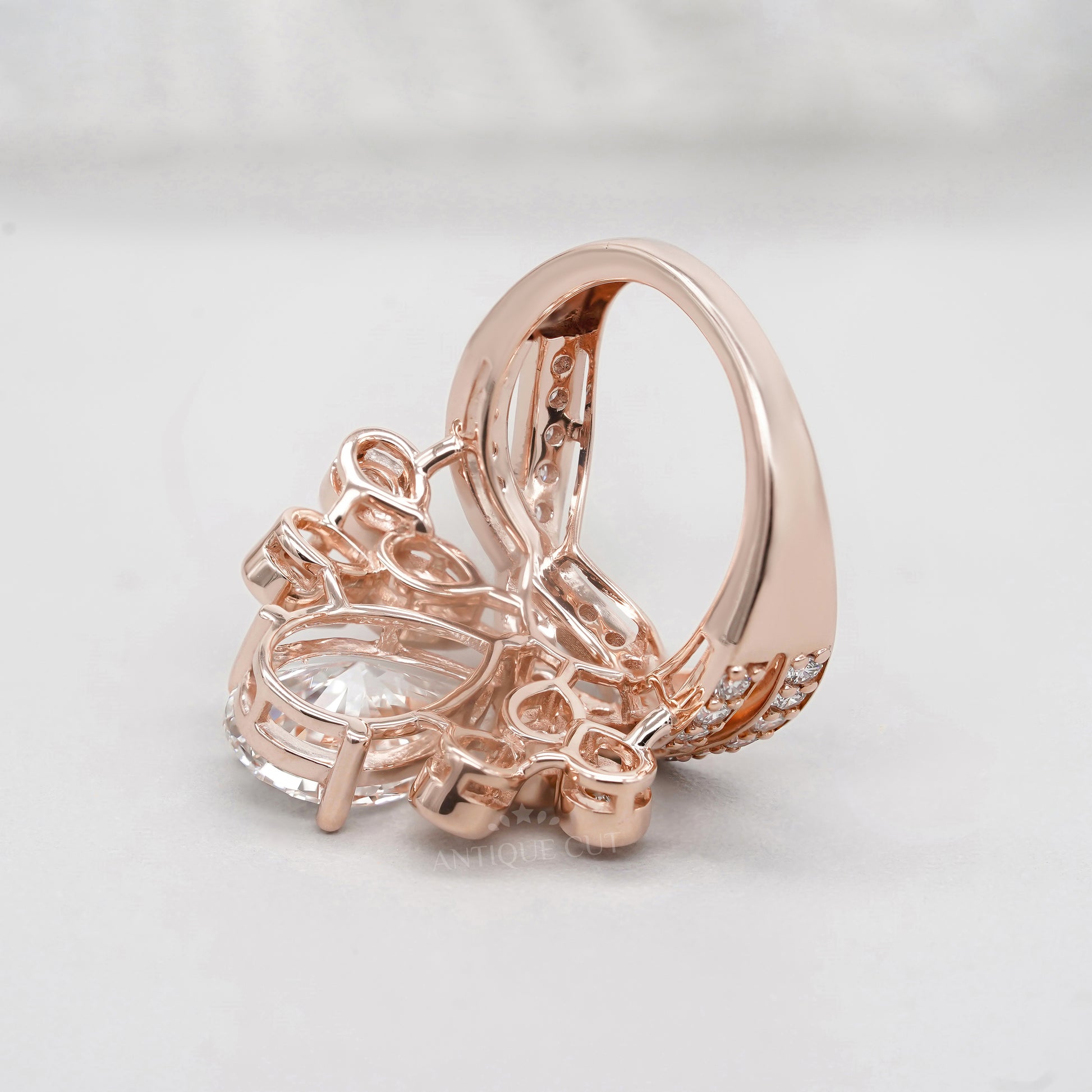 Elegant 4.50tcw Pear Lab Diamond Ring with Tapered Side Stones | IGI Certified | DEF Color | Custom Gold Options