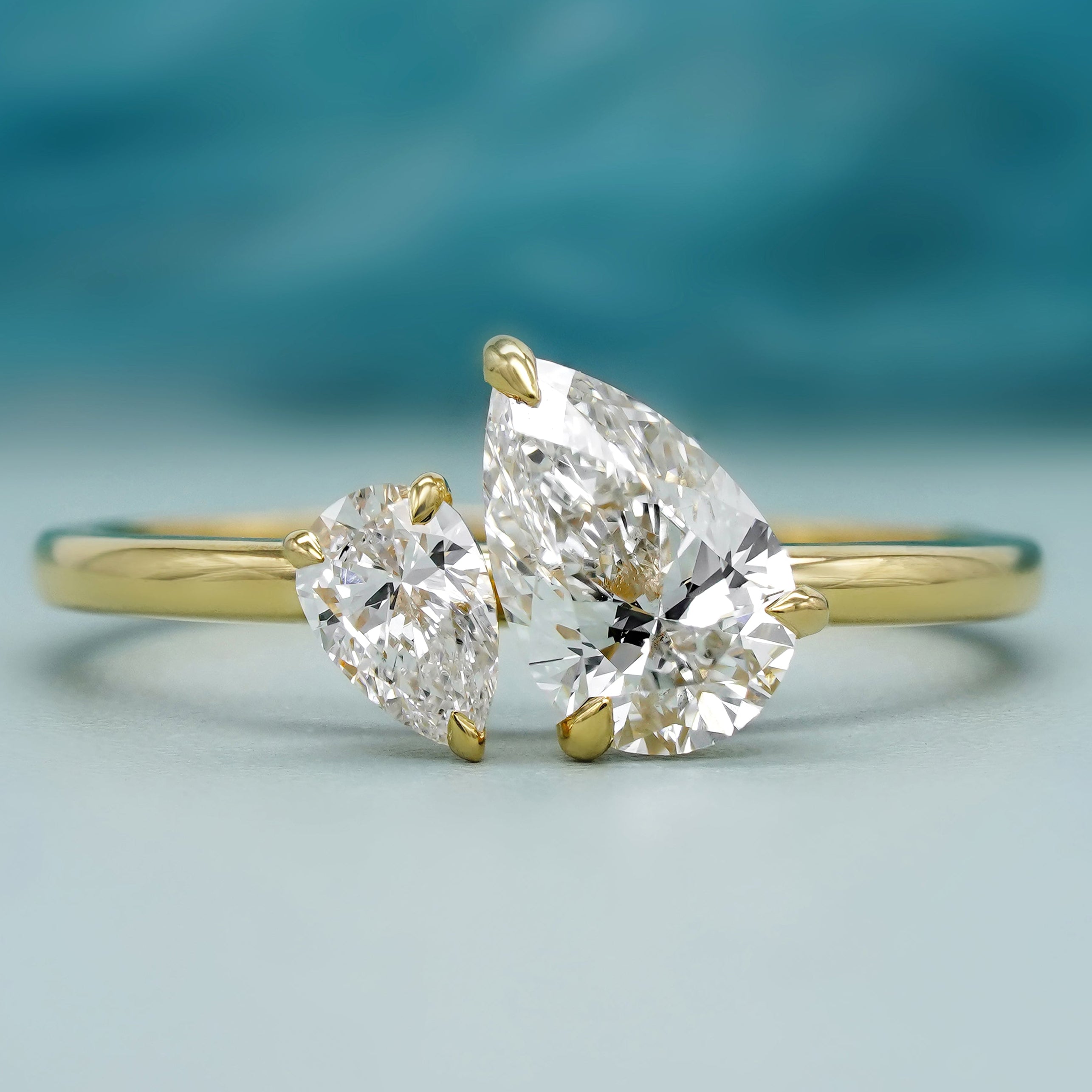 Toi Et Moi ring double pear engagement ring