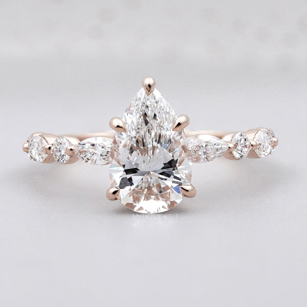 Round Lab Grown Diamond Three Stone Engagement Ring