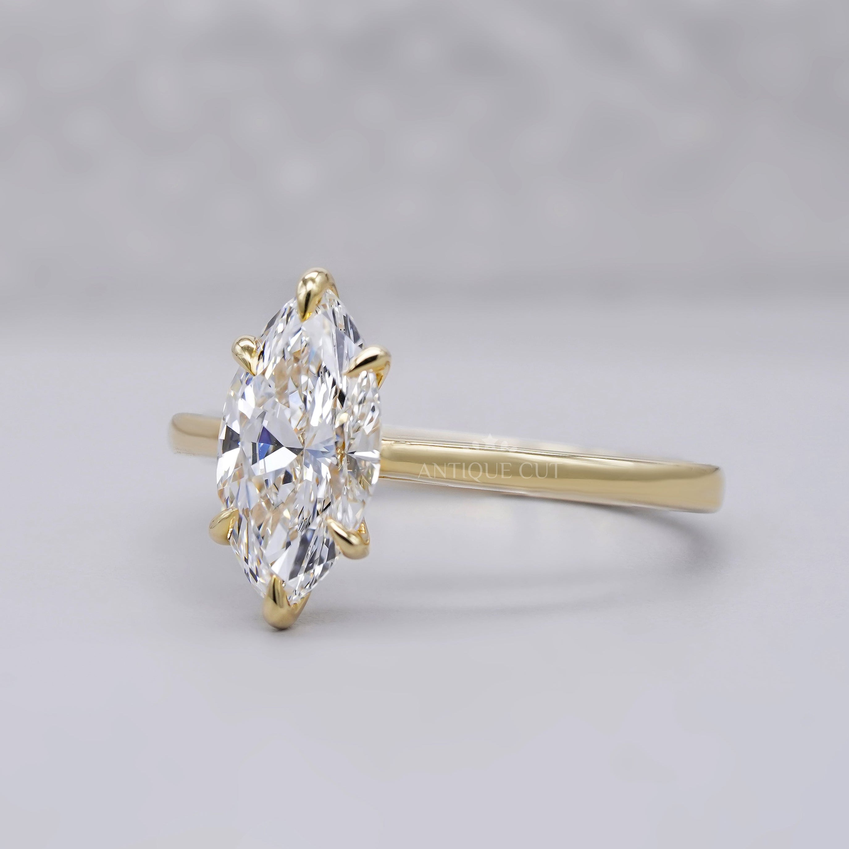 Lab grown marquise diamond engagement ring