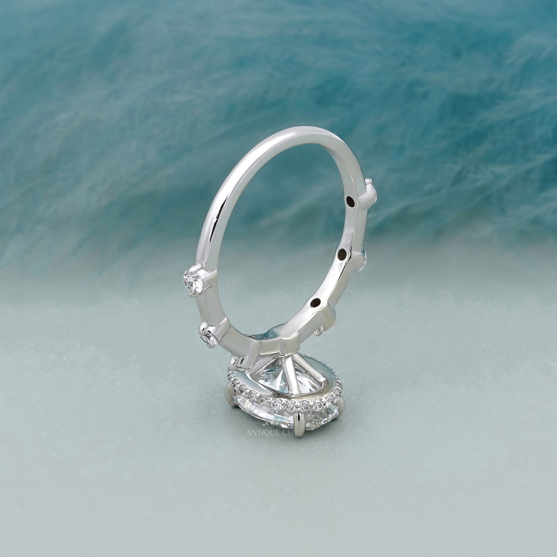 2.00ct Oval Engagement Ring • 0.30ct Diamond Accent Band • White Gold Oval Cut Ring • Classic 2ct Solitaire Ring