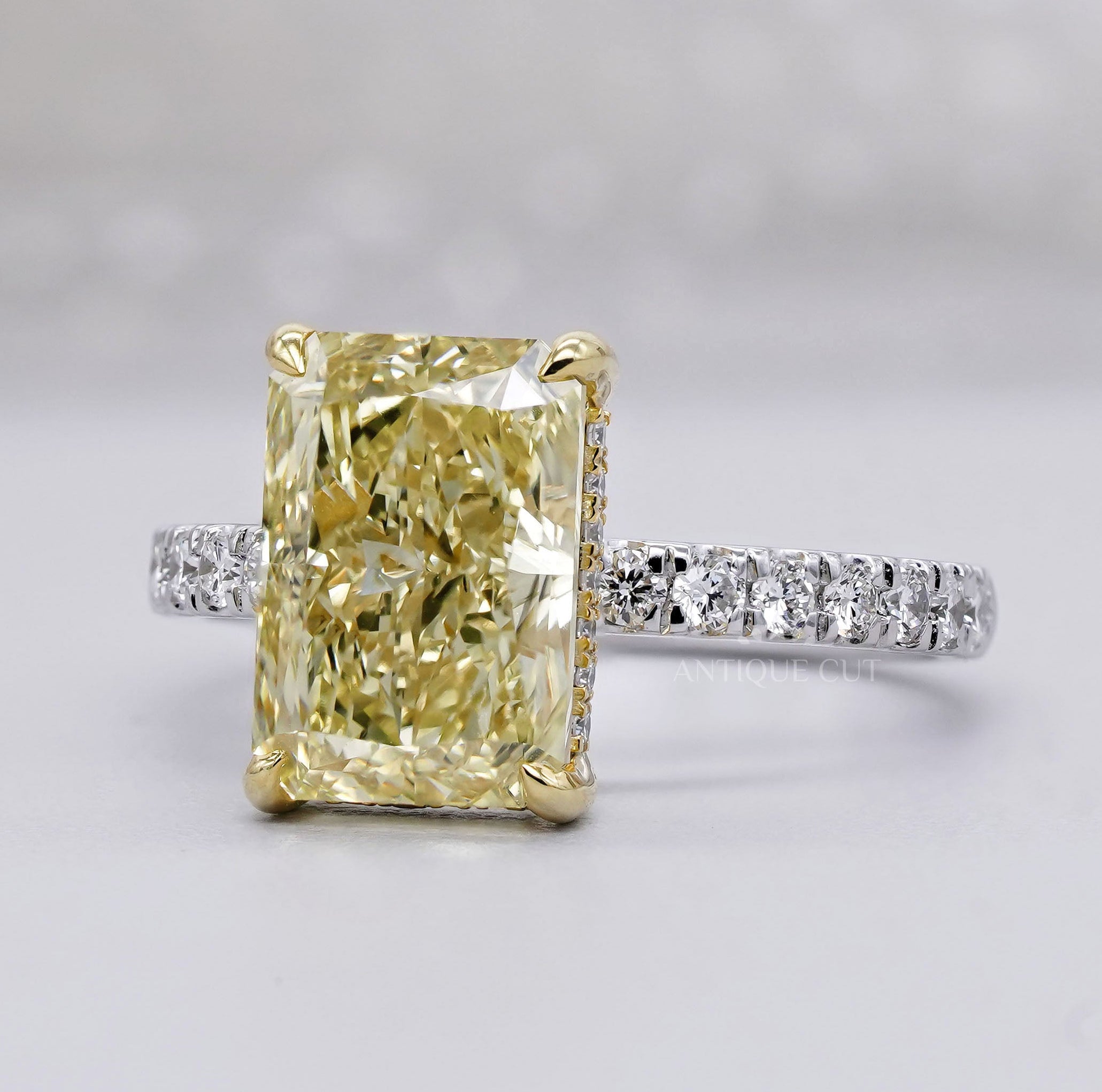 White Gold Fancy Yellow Radiant Diamond Engagement Ring