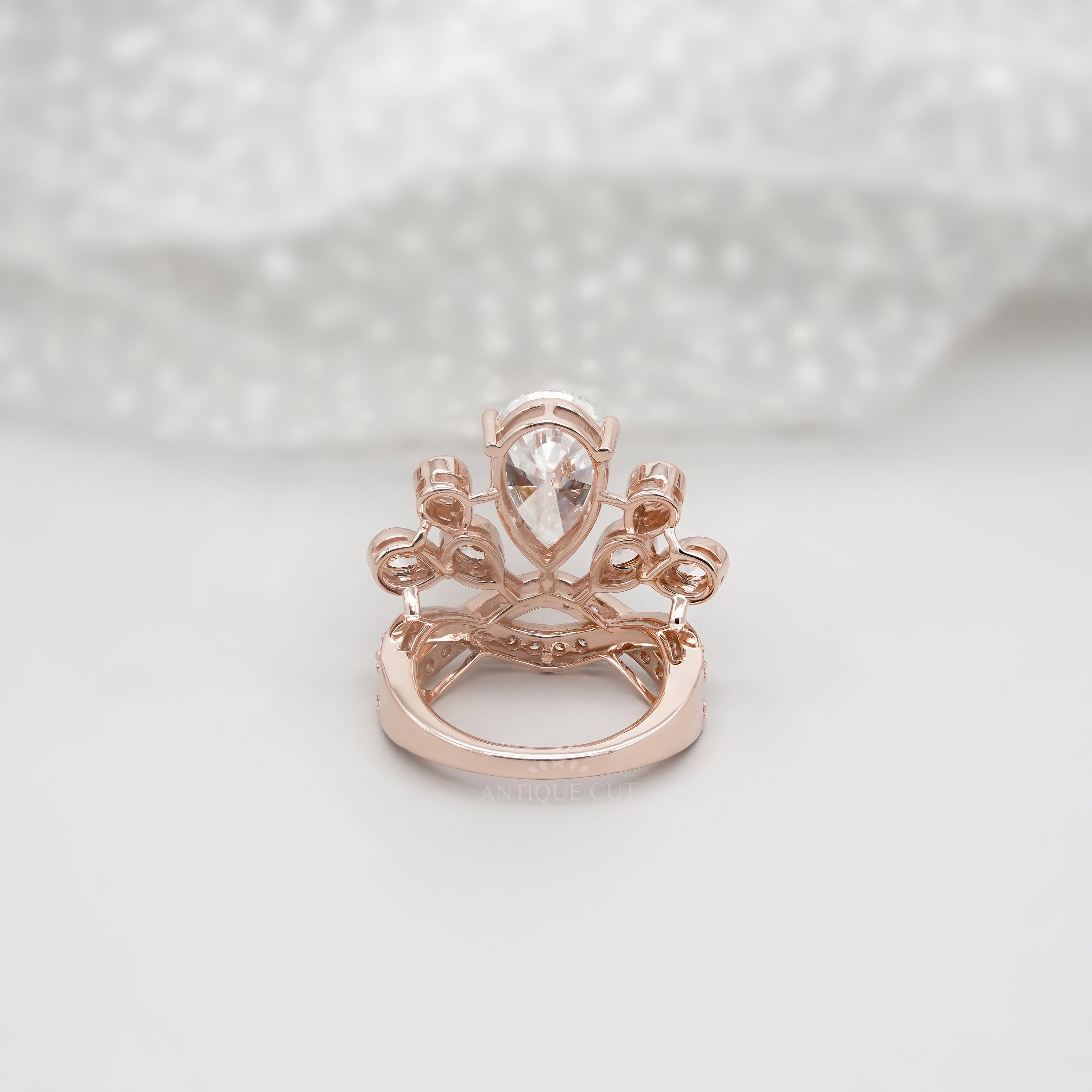 Elegant 4.50tcw Pear Lab Diamond Ring with Tapered Side Stones | IGI Certified | DEF Color | Custom Gold Options