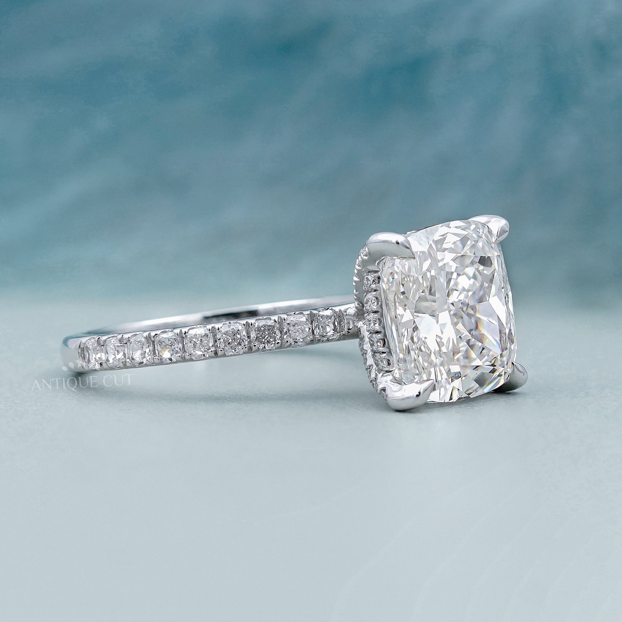 IGI certified cushion diamond engagement ring