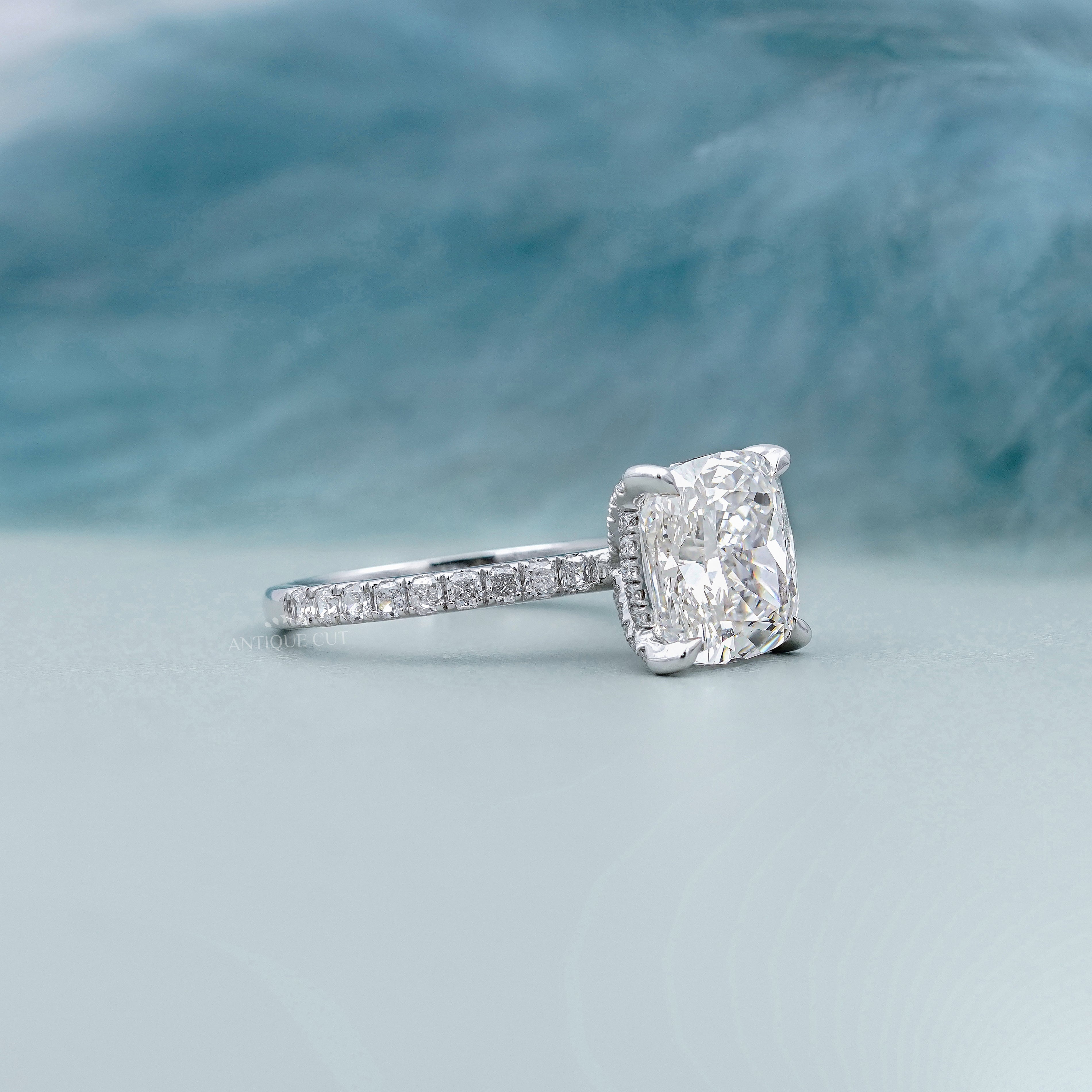 IGI certified cushion diamond engagement ring