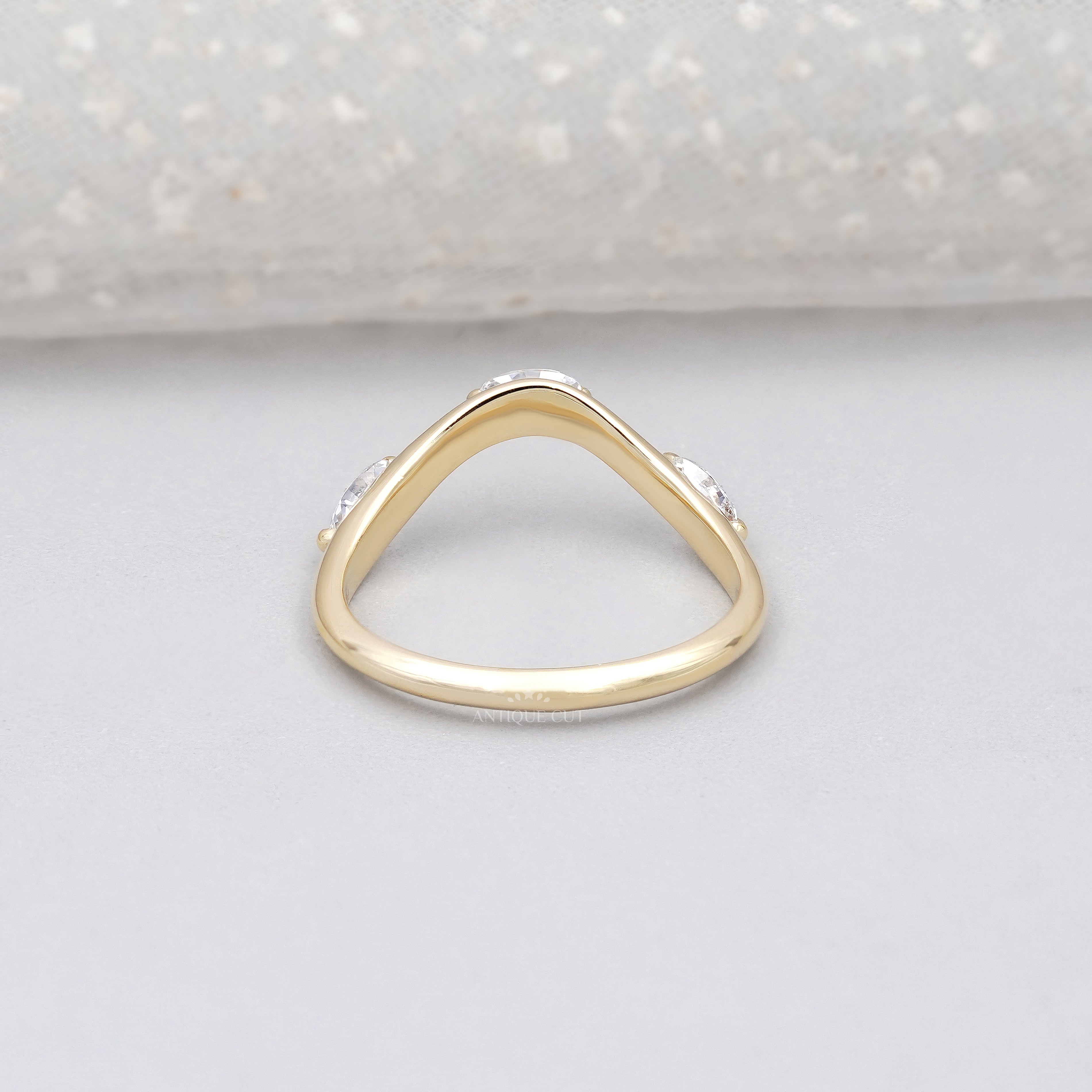 Marquise 0.33tcw Lab Grown Diamond Curved Wedding Band | Chevron Contour Ring | EF Color | VS Clarity