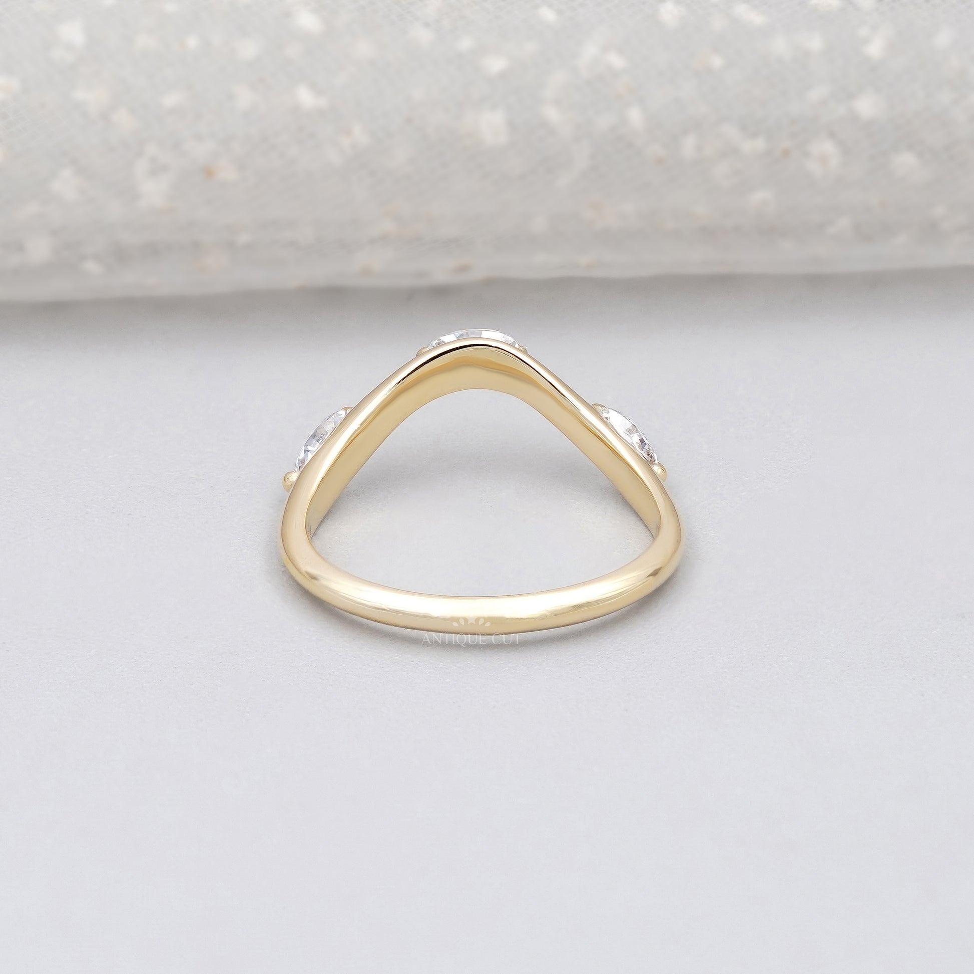 Marquise 0.33tcw Lab Grown Diamond Curved Wedding Band | Chevron Contour Ring | EF Color | VS Clarity