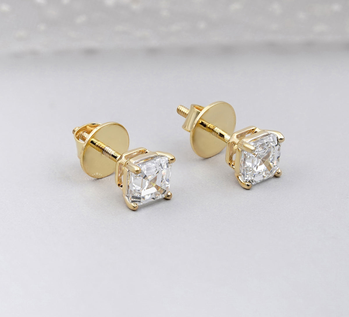 Asscher Cut Diamond Stud Earrings with IGI-certified lab grown diamonds