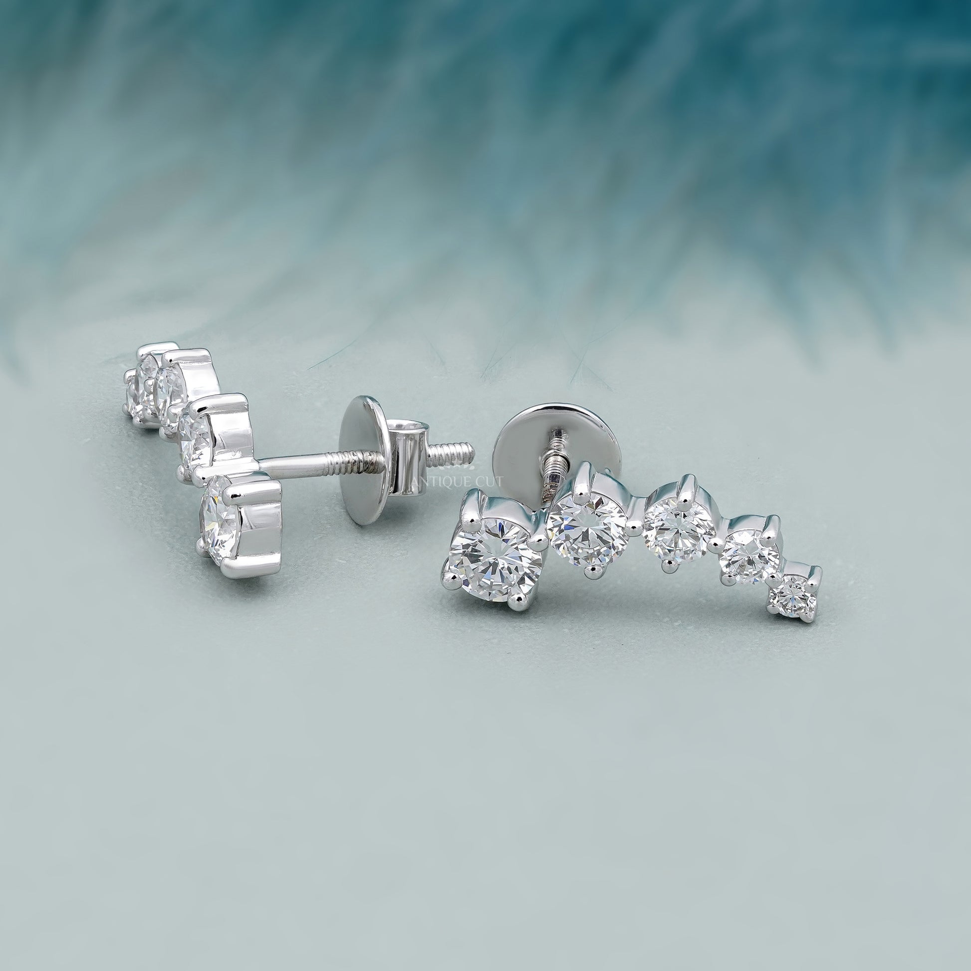 1.42tcw Round Lab Grown Diamond Curve Earring, EF Color, VS Clarity - IGI Certified