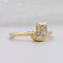 Yellow gold J initial ring with bezel set lab grown diamond and IGI certification