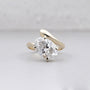3.50ct Oval Cut Diamond Engagement Ring | Modern Bypass Setting in 14K Yellow Gold | Unique Solitaire Ring | Antique Cut Fine Jewelry