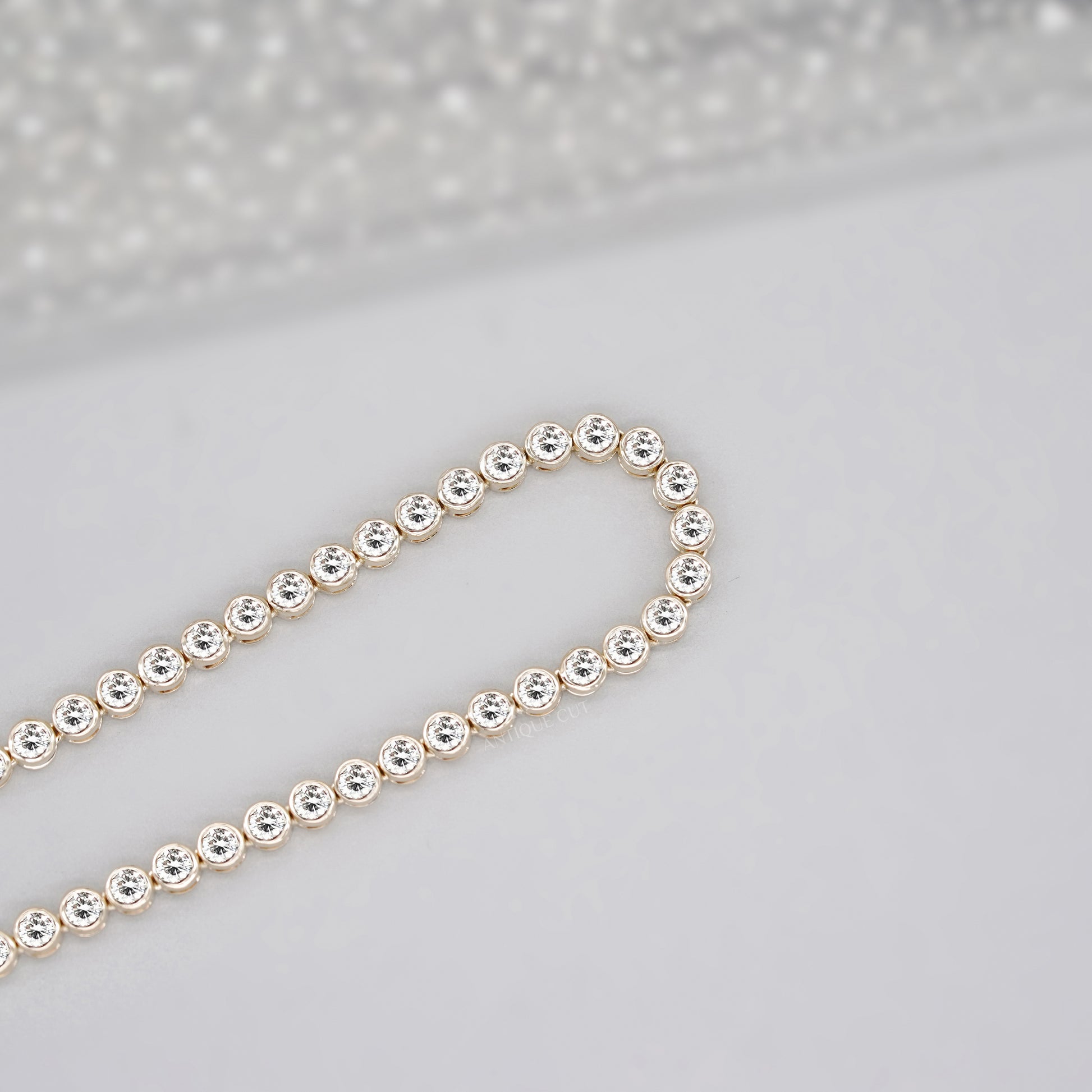 7.6ct Lab Grown Diamond Bezel Tennis Necklace | D-E-F Color, VVS–VS Clarity | 14K Yellow Gold | IGI Certified