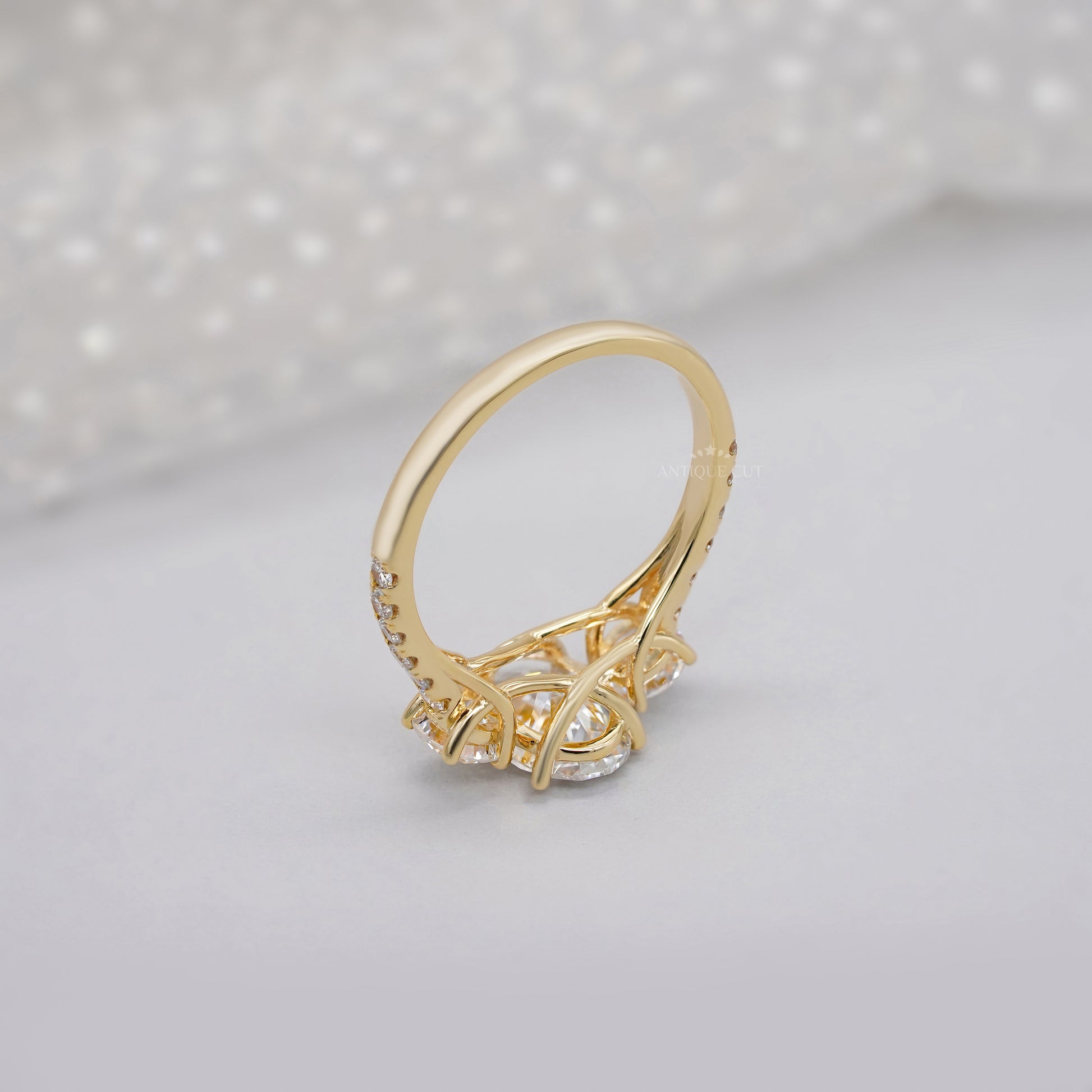 2.40tcw Oval & Round Lab-Grown Diamond Ring | Three-Stone Trellis Setting | IGI Certified