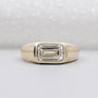 emerald cut engagement ring bezel set yellow gold