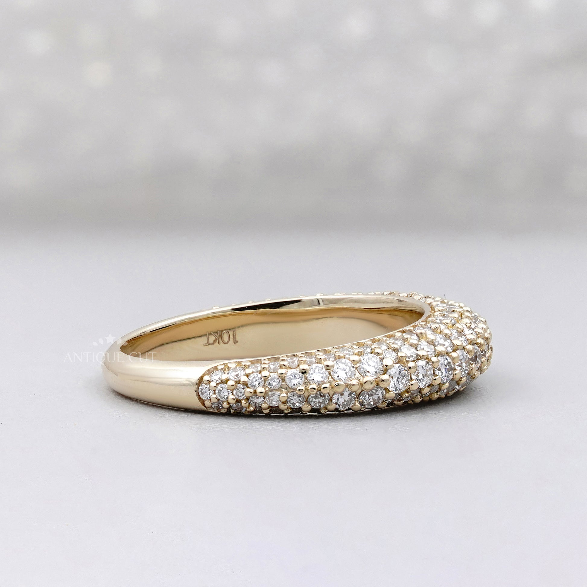 1.50tcw Diamond Pave Band | Solid Gold | Three-Row Round Diamonds | Classic Wedding or Anniversary Ring