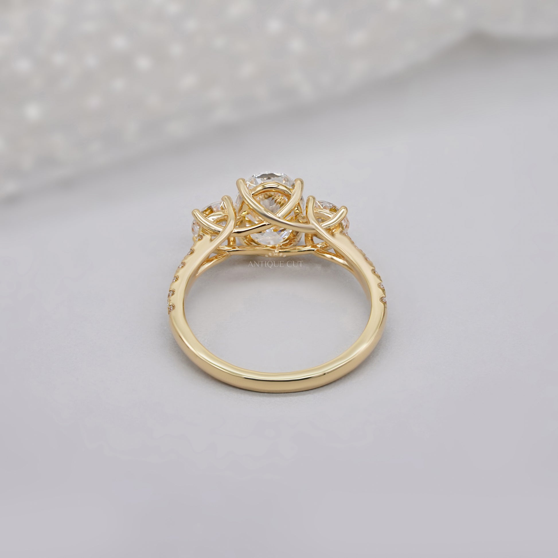 2.40tcw Oval & Round Lab-Grown Diamond Ring | Three-Stone Trellis Setting | IGI Certified