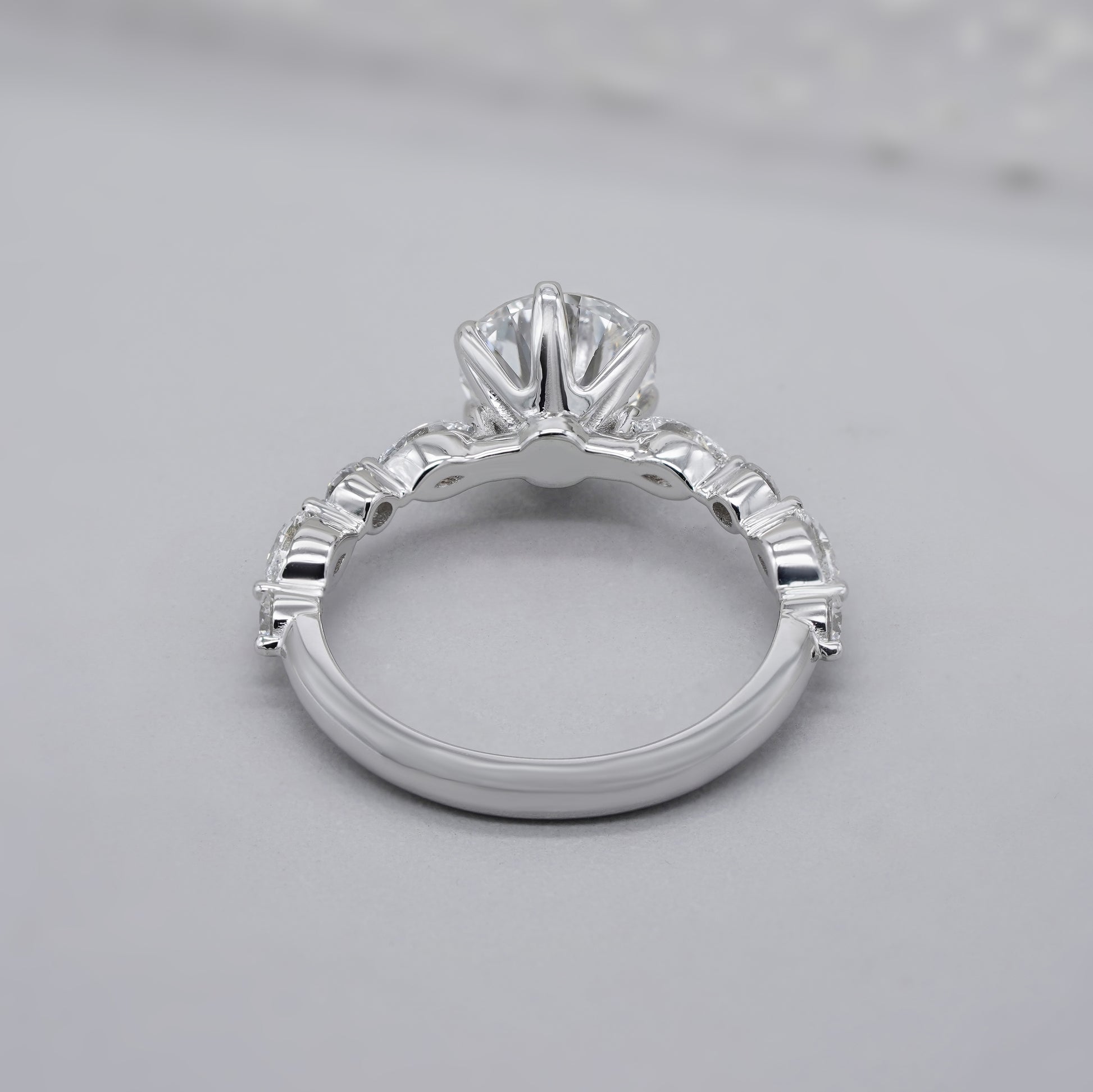 Round 2.20tcw Lab Grown Diamond Engagement Ring | Accent Set in White Gold | D-E-F Color | VVS–VS Clarity | IGI Certified | Modern Classic